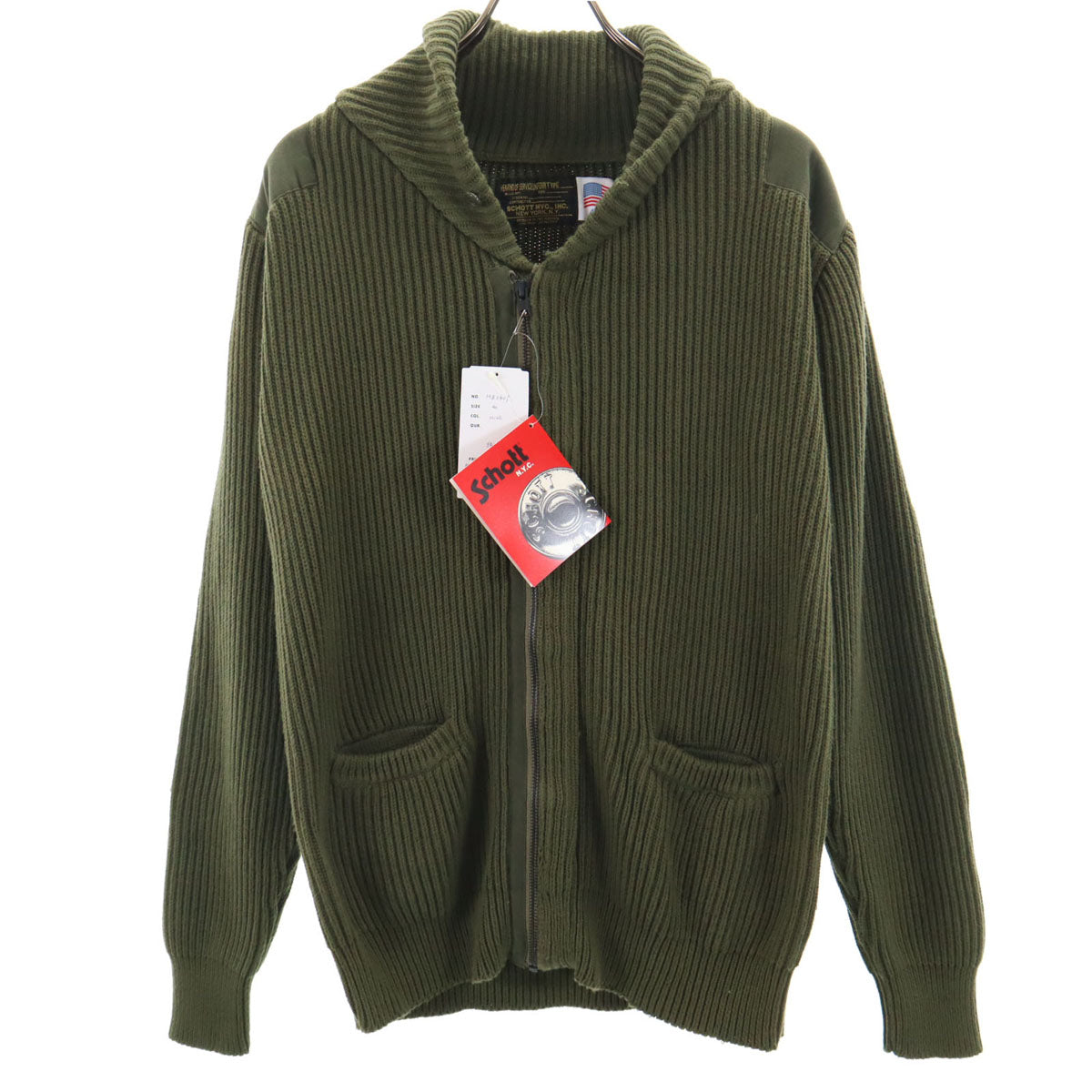 未使用 schott ショット コマンド ニットジャケット 40 カーキ メンズ