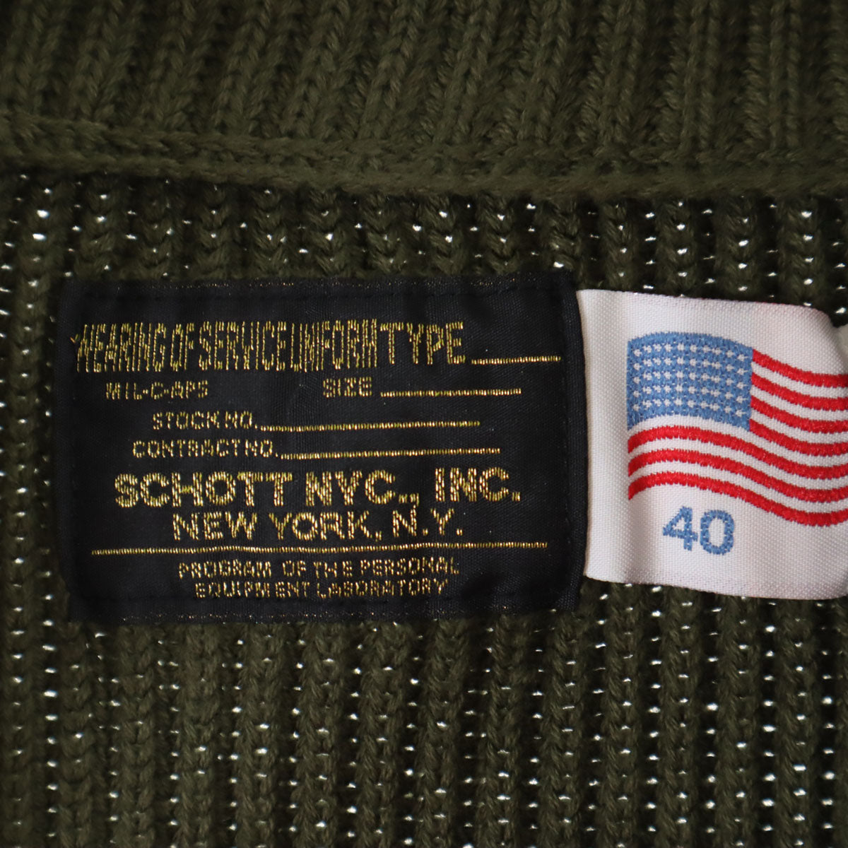 未使用 schott ショット コマンド ニットジャケット 40 カーキ メンズ