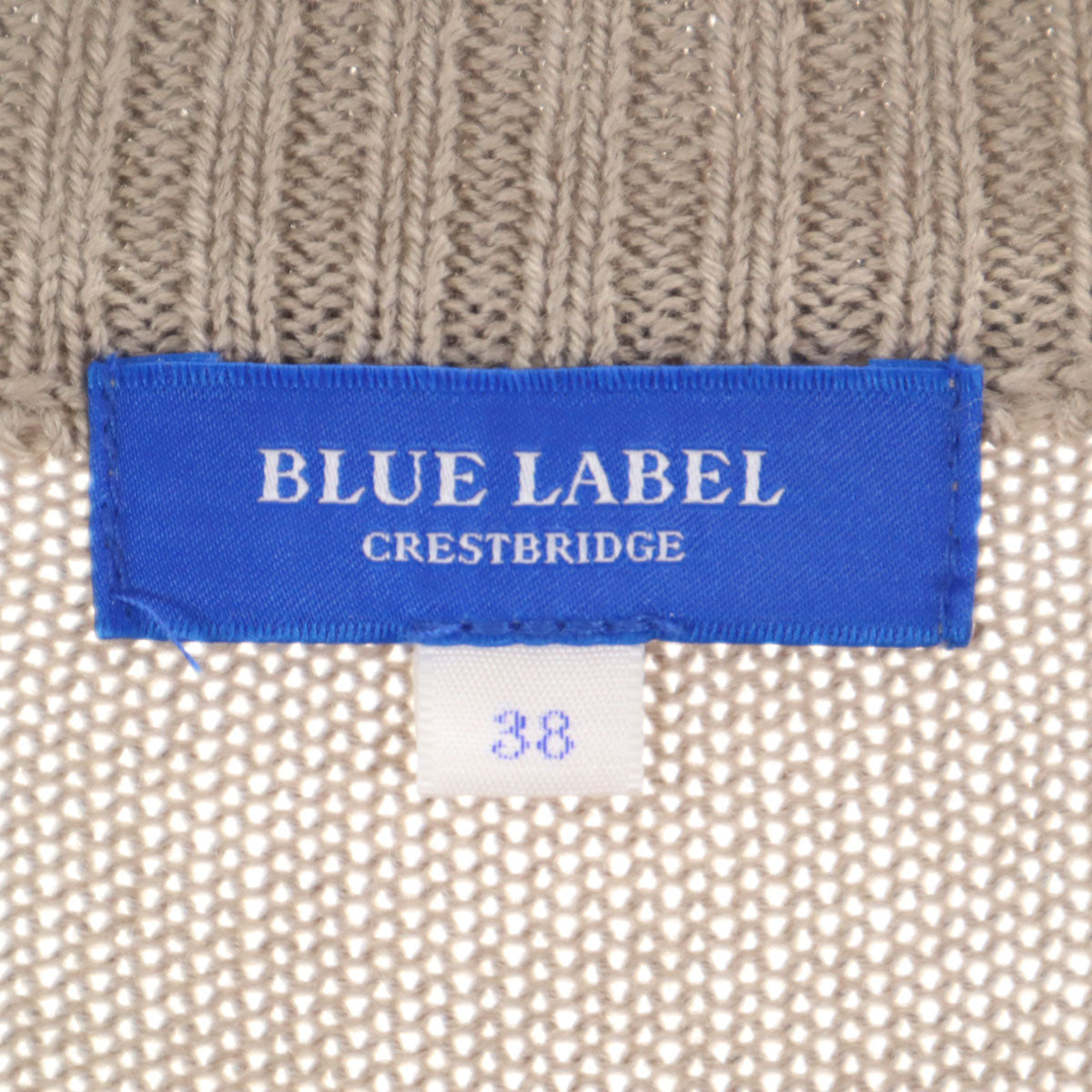 BLUE LABEL CRESTBRIDGE ブルーレーベルクレストブリッジ チェック柄 長袖 セーター 38 グレージュ ニット レディース