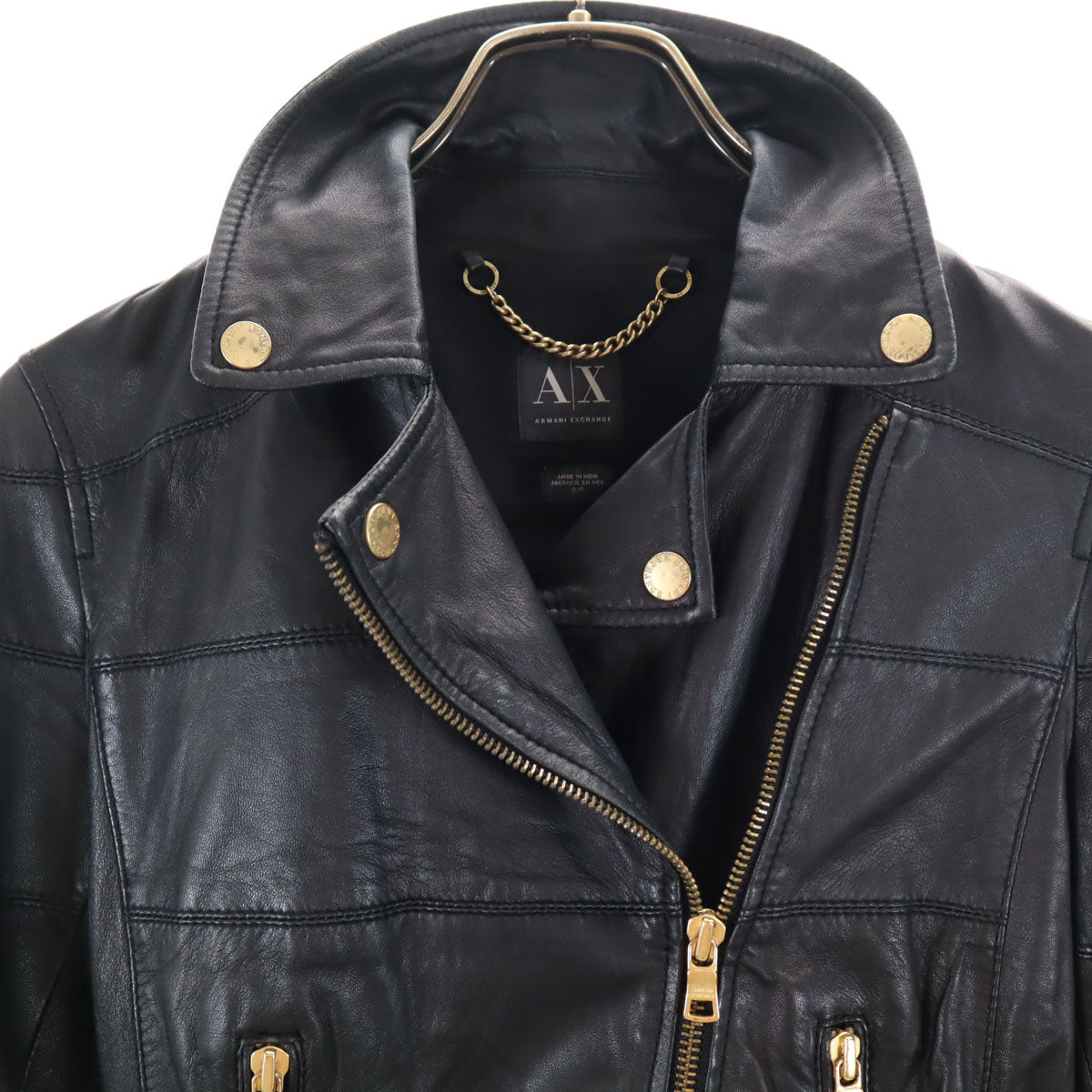 ARMANI EXCHANGE アルマーニエクスチェンジ レザージャケット S ブラック レディース