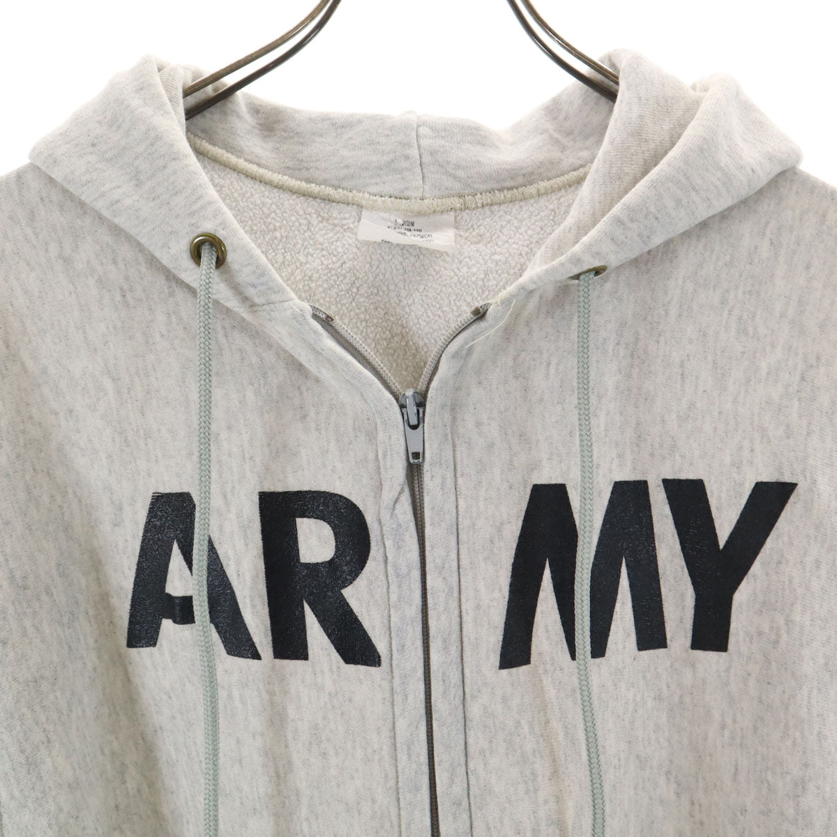 US ARMY アメリカ軍 PFU トレーニング 長袖 スウェット ジップパーカー M グレー 裏起毛 メンズ