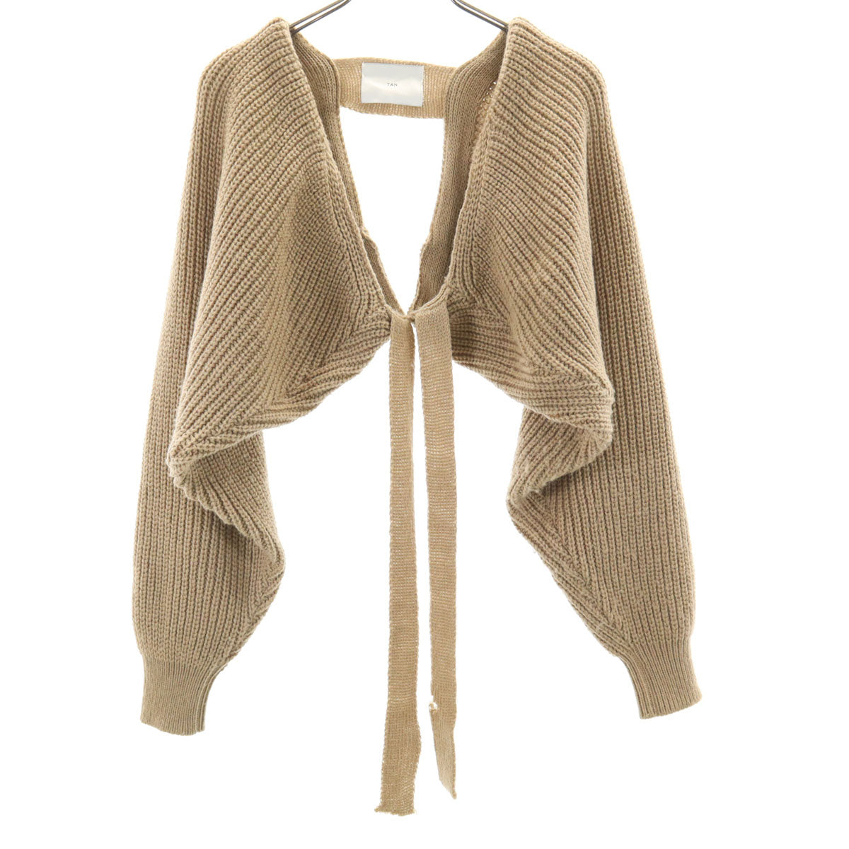 TAN タン 日本製 ウールブレンド 長袖 ニット ボレロ F ベージュ レディース