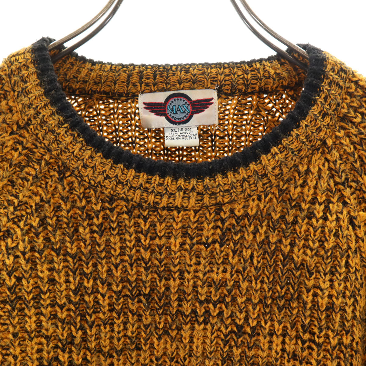 MAX 90s アクリル オールド 長袖 セーター XL（18-20） イエロー系 ニット キッズ