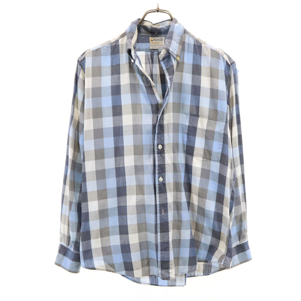 BELGRADE 60s ヴィンテージ チェック柄 長袖 ボタンダウンシャツ S ブルー系 メンズ