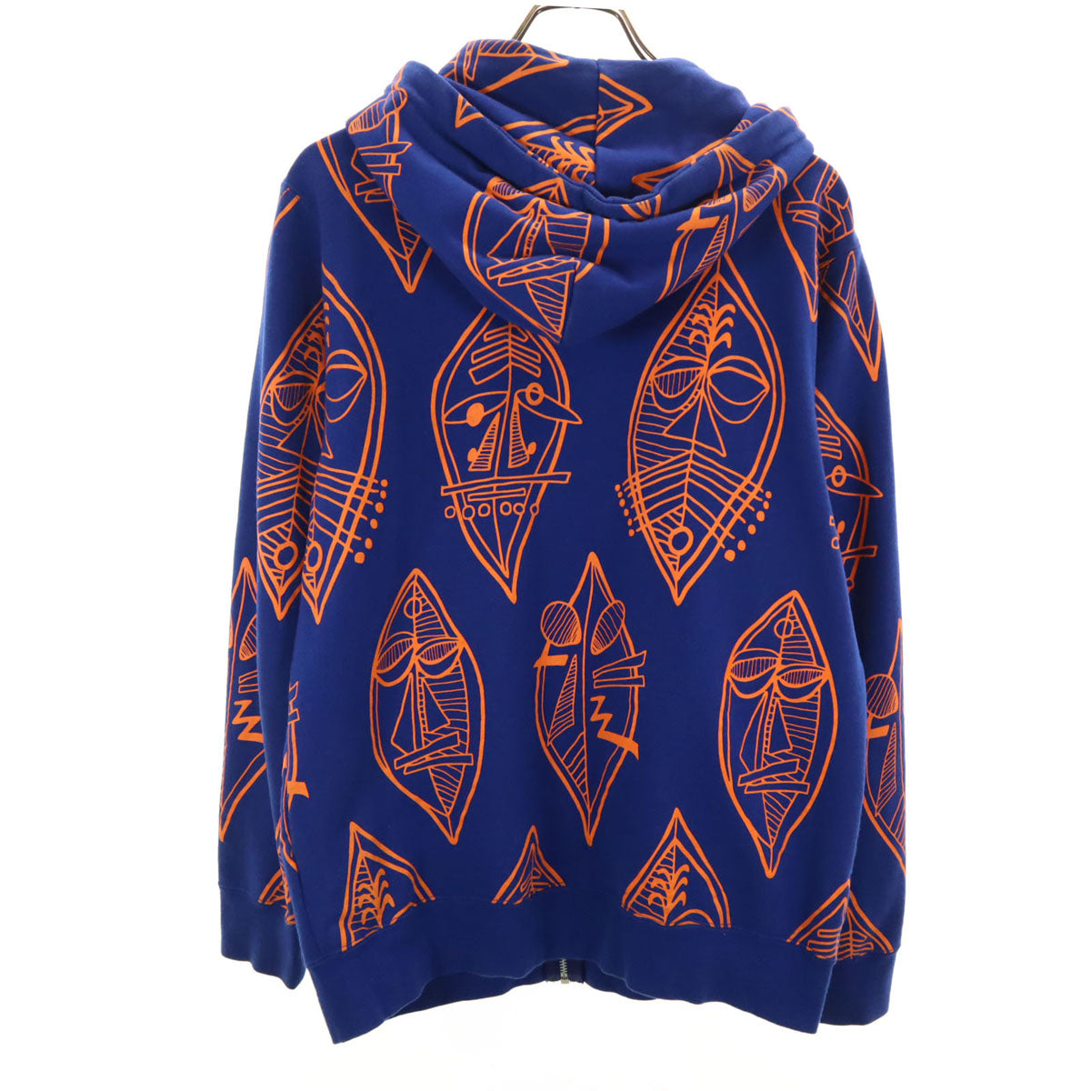 STUSSY ステューシー 総柄 長袖 ジップパーカー L ブルー系 メンズ