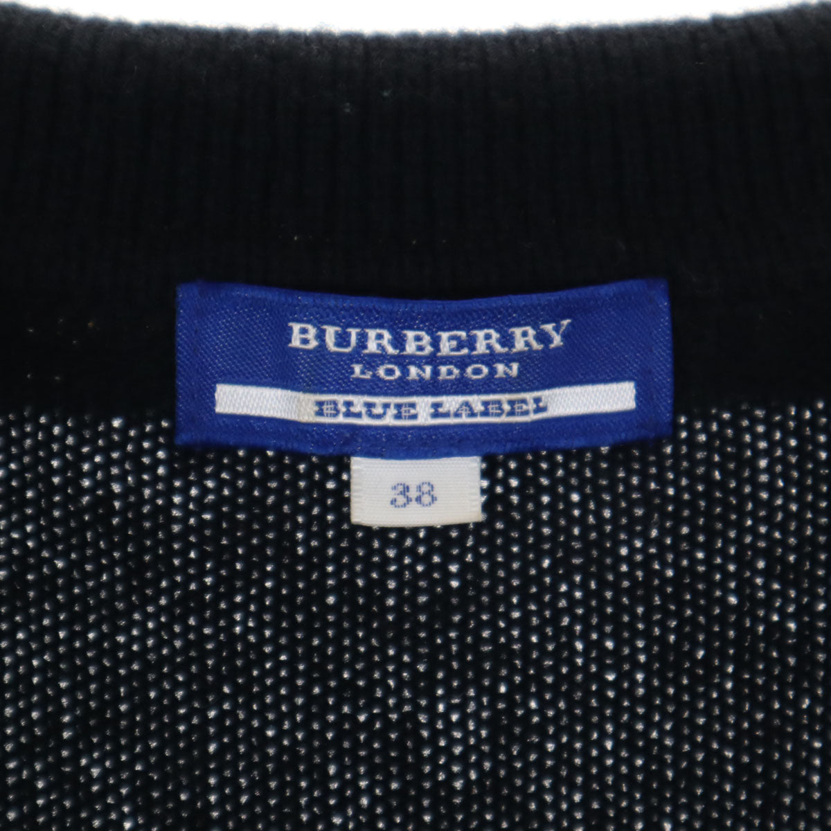 BURBERRY LONDON BLUE LABEL バーバリー ロンドン ブルーレーベル 長袖 スキッパーカラー ニット 38 ブラック 三陽商会 セーター レディース