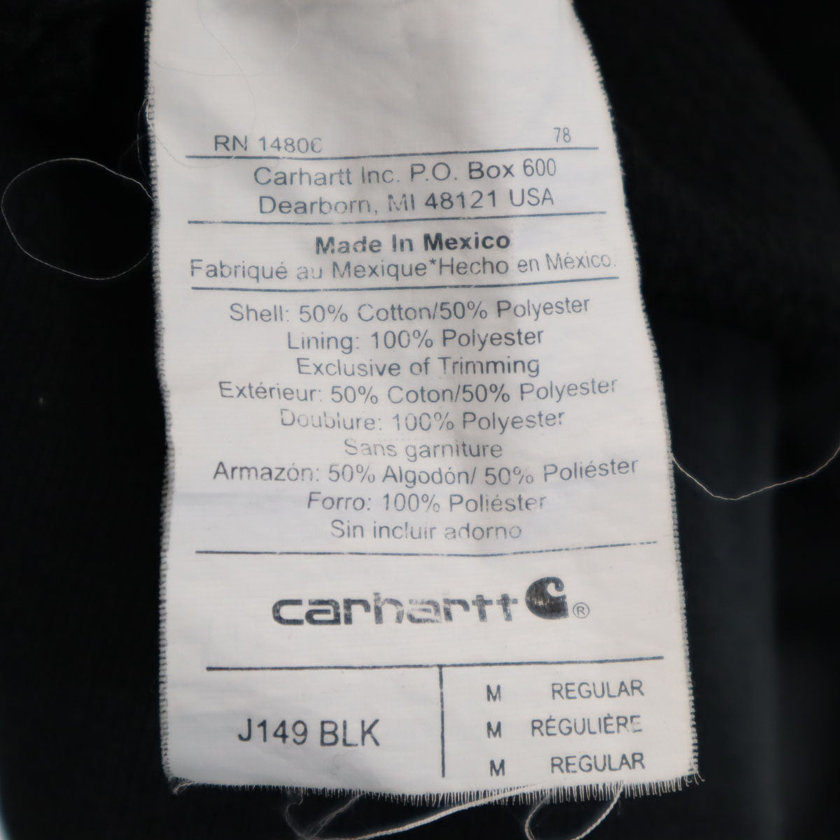 Carhartt カーハート 長袖 ジップパーカー M チャコール メンズ