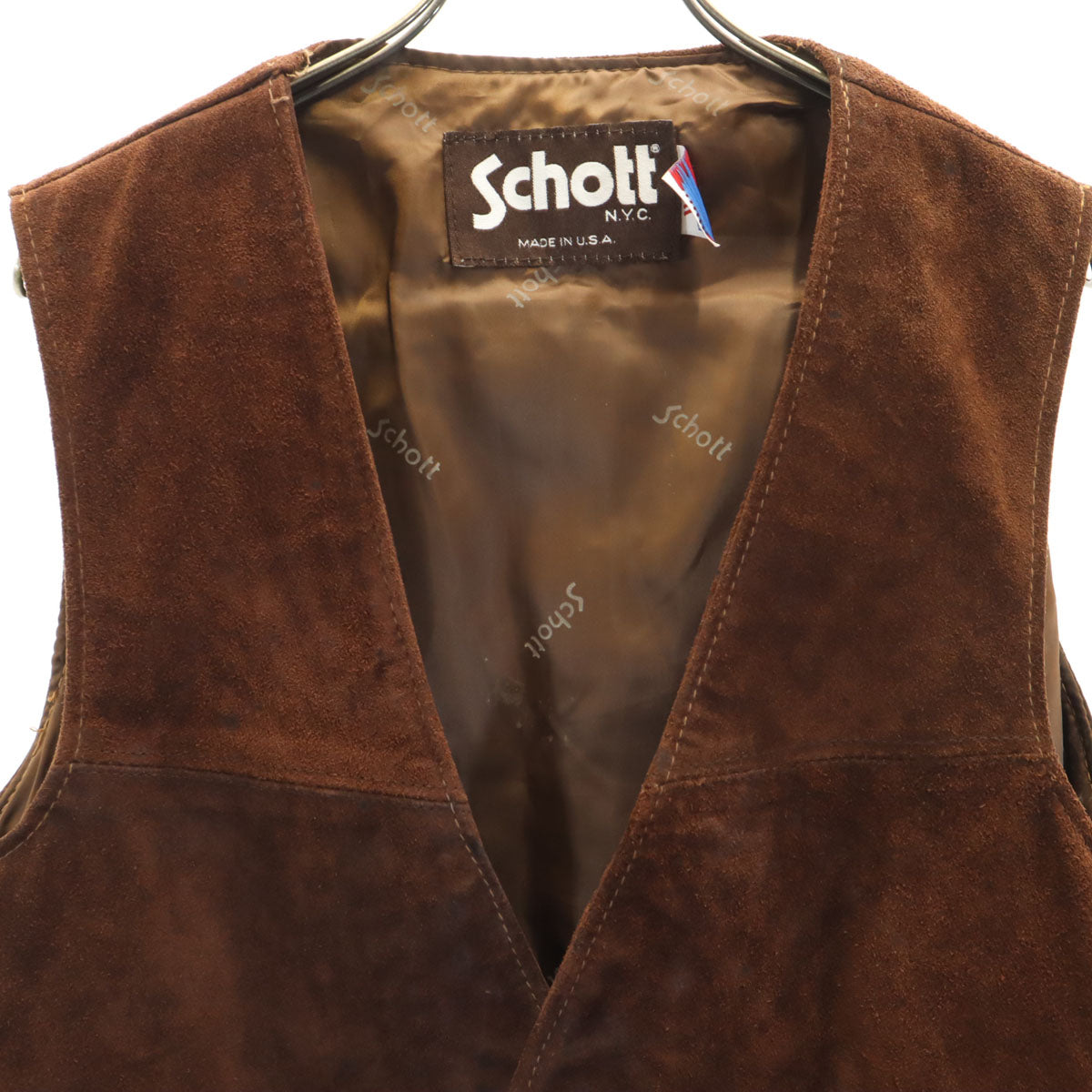 ショット　ベスト　レザー　スエード　アメリカ製　L schott ショット 80s 90s USA製 324V オールド スエードレザー ベスト