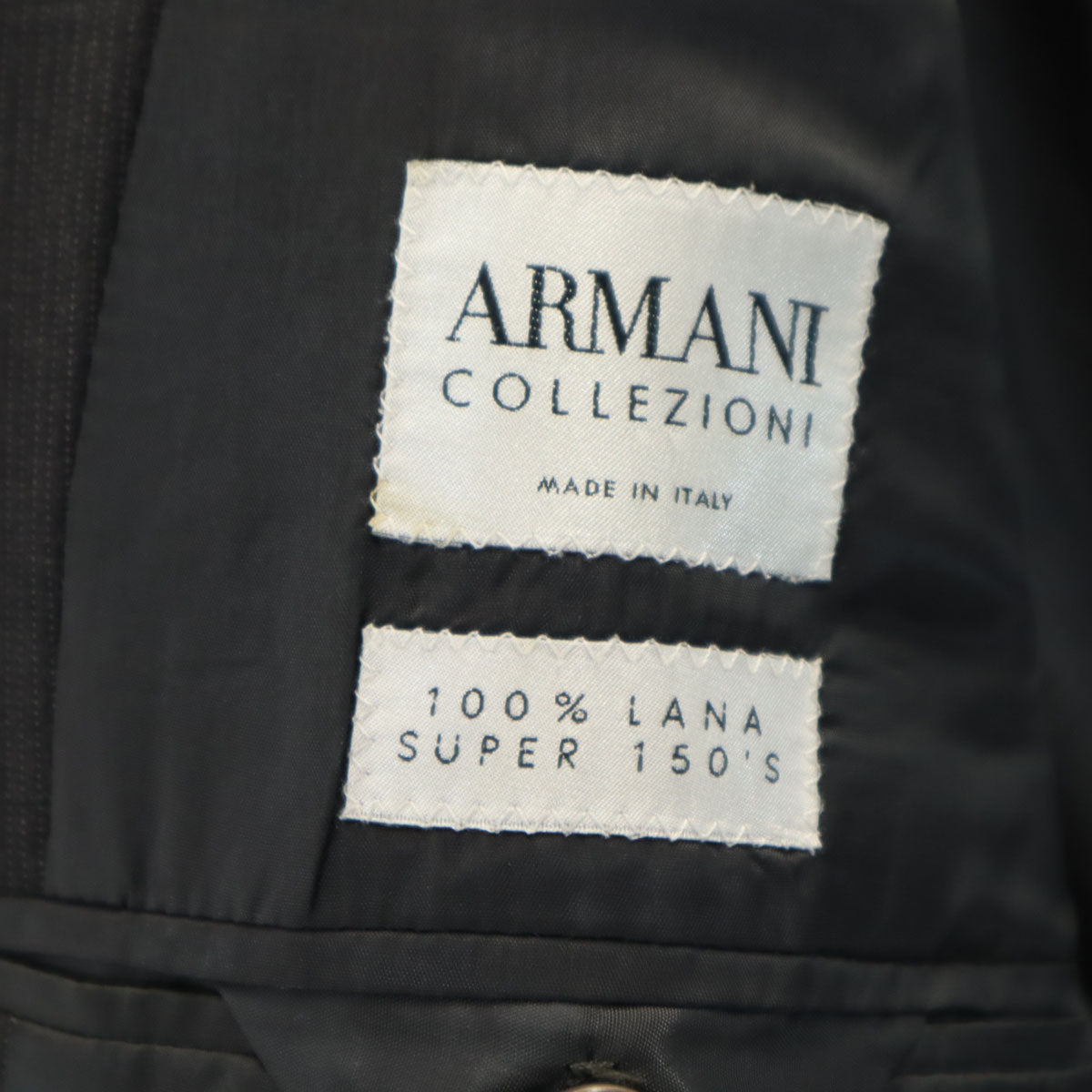 ARMANI COLLEZIONI アルマーニ コレツィオーニ イタリア製 ストライプ柄 テーラードジャケット 46 グレー メンズ