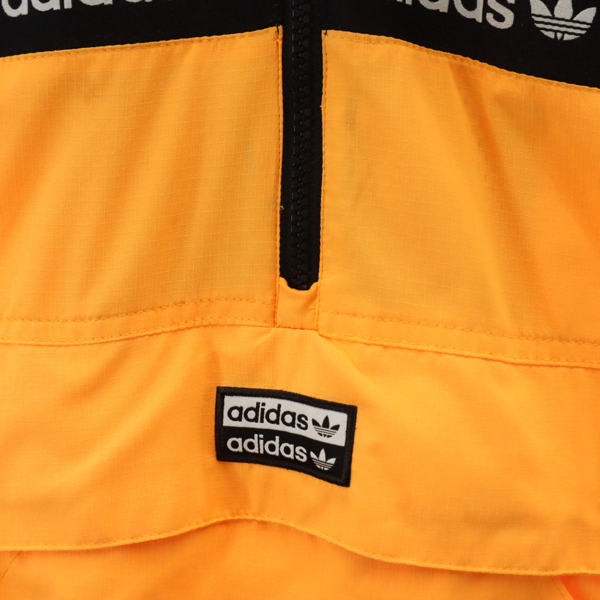 adidas Originals アディダスオリジナルス トレフォイルロゴ ハーフジップ ウインドブレーカー M ネオンオレンジ 裏メッシュ プルオーバー メンズ