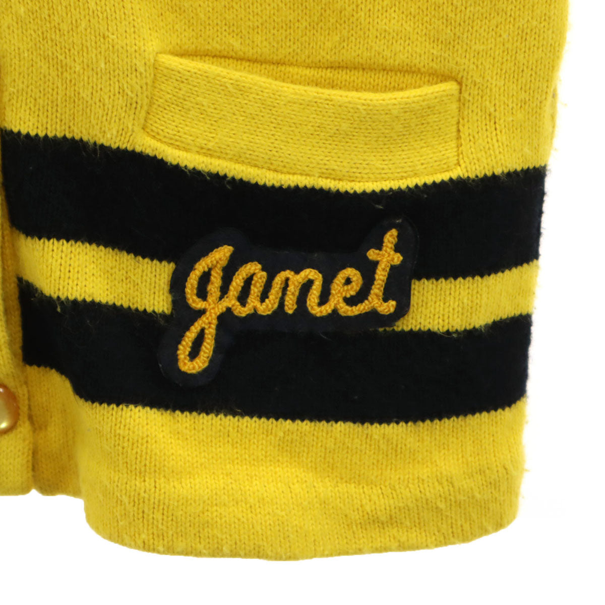 MELSON SCHOOL SUPPLY BOISE 70s 80s ヴィンテージ レタード Vネック ニット カーディガン 36 イエロー レディース