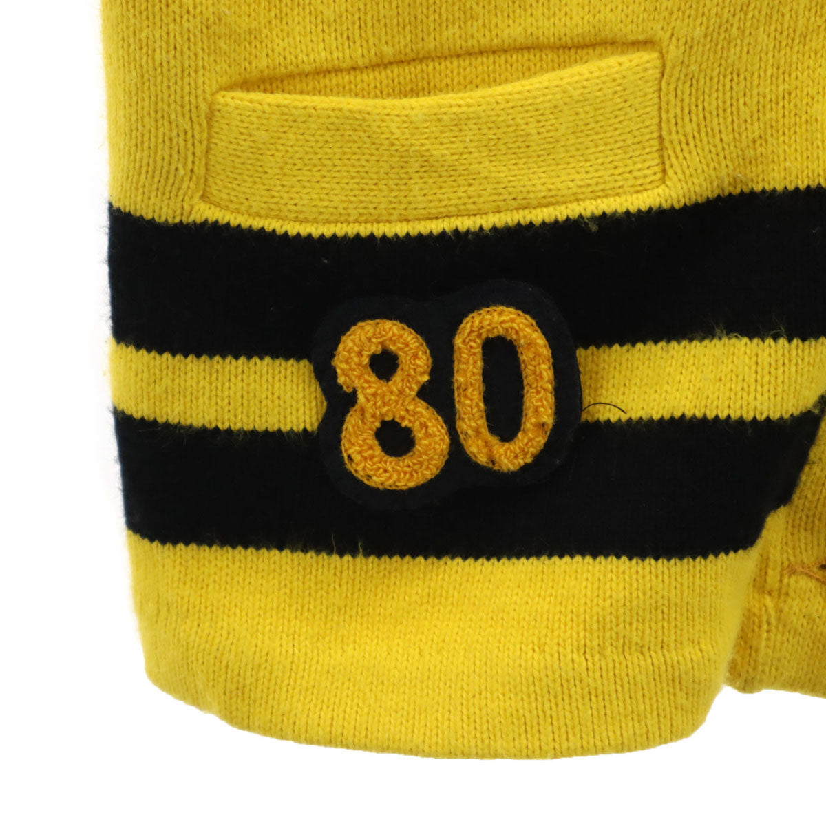 MELSON SCHOOL SUPPLY BOISE 70s 80s ヴィンテージ レタード Vネック ニット カーディガン 36 イエロー レディース