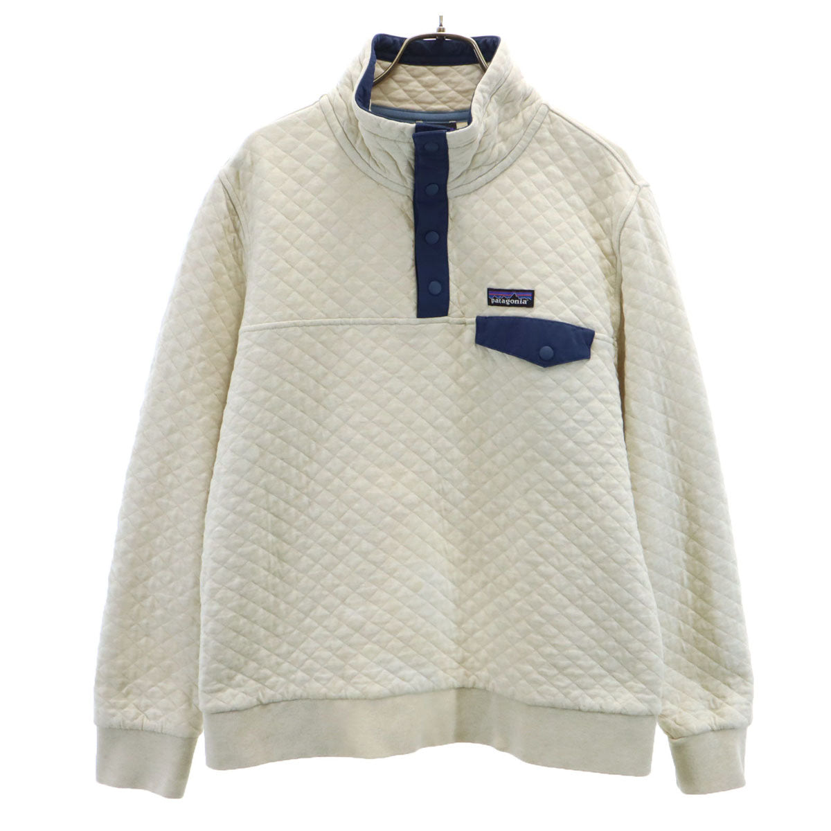 patagonia パタゴニア オーガニックコットン ダイヤモンドキルト スナップT プルオーバー ジャケット S ホワイト アウトドア 25282 メンズ