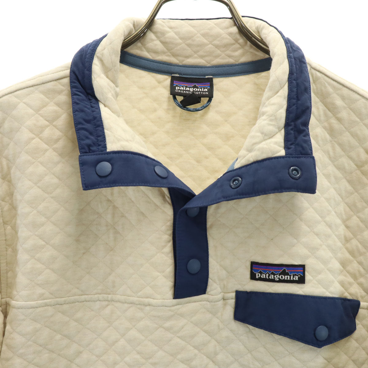 patagonia パタゴニア オーガニックコットン ダイヤモンドキルト スナップT プルオーバー ジャケット S ホワイト アウトドア 25282 メンズ