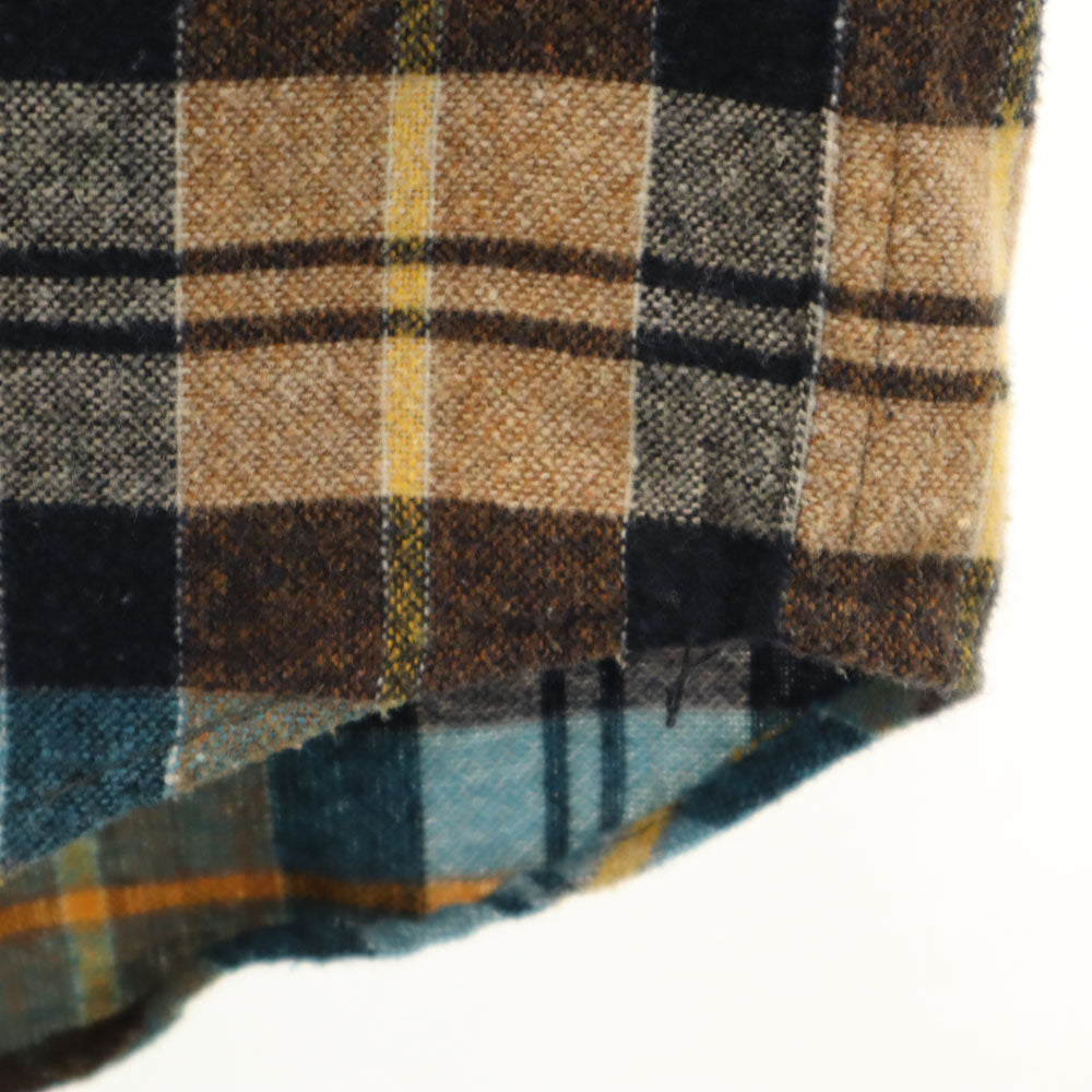 ROLLING CRADLE ローリングクレイドル ウールブレンド 日本製 チェック柄 長袖 フランネル ボタンダウンシャツ ブラウン系 メンズ