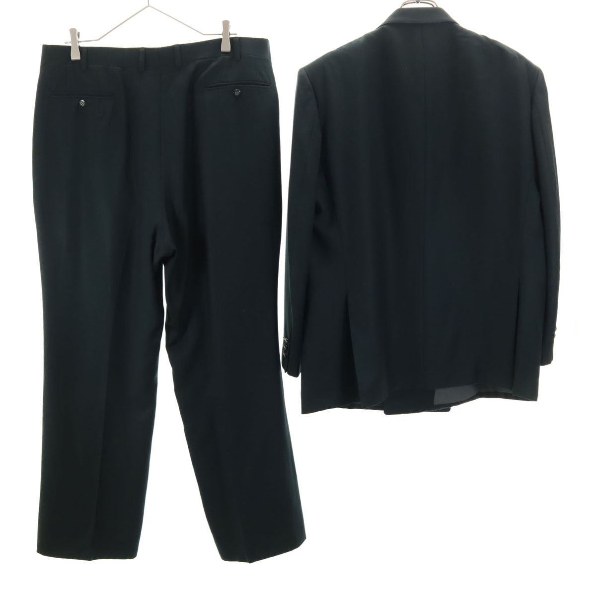 LANVIN ランバン 90s ウール オールド スーツ 上下 セットアップ ST48-55 ネイビー系 ダブルボタン メンズ