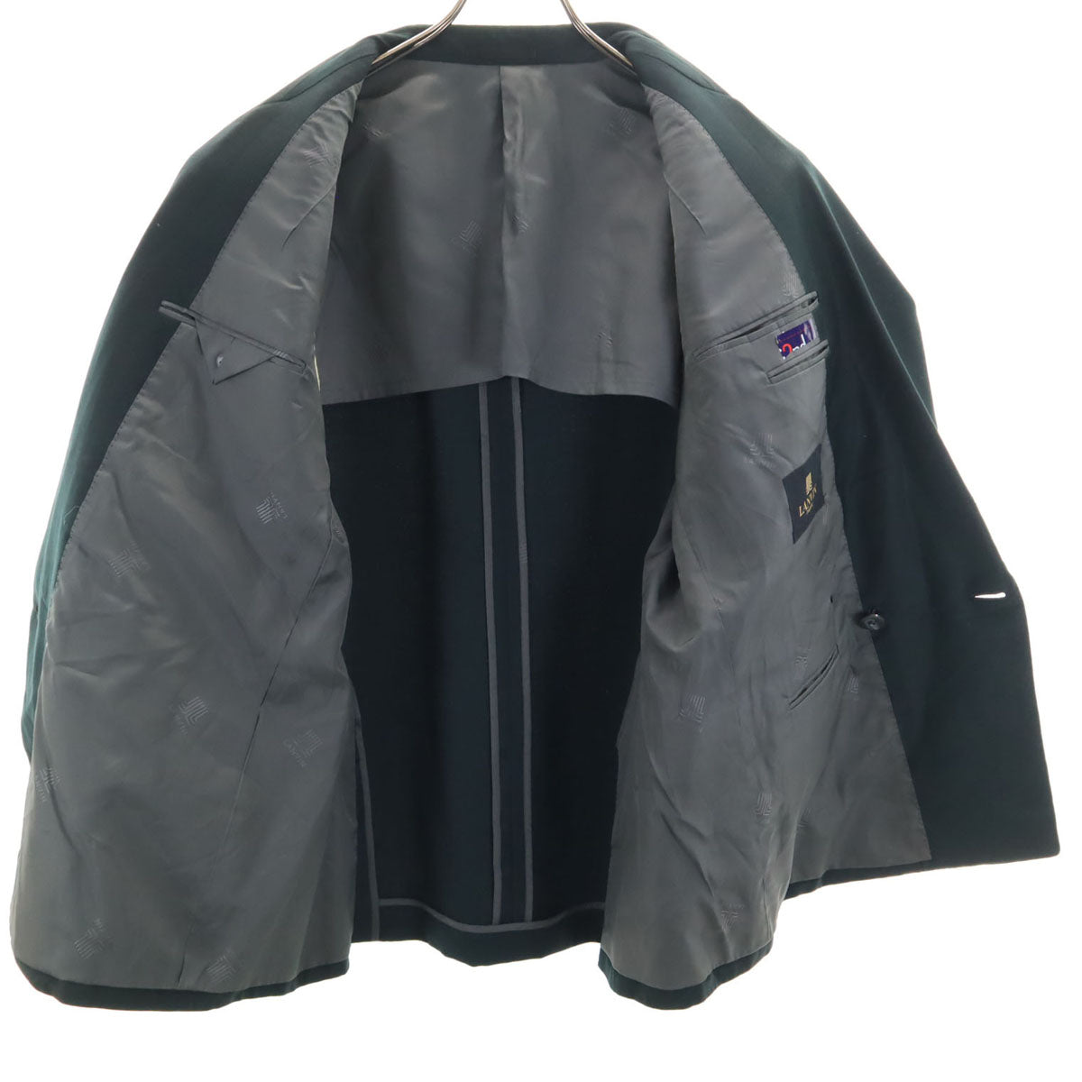 LANVIN ランバン 90s ウール オールド スーツ 上下 セットアップ ST48-55 ネイビー系 ダブルボタン メンズ