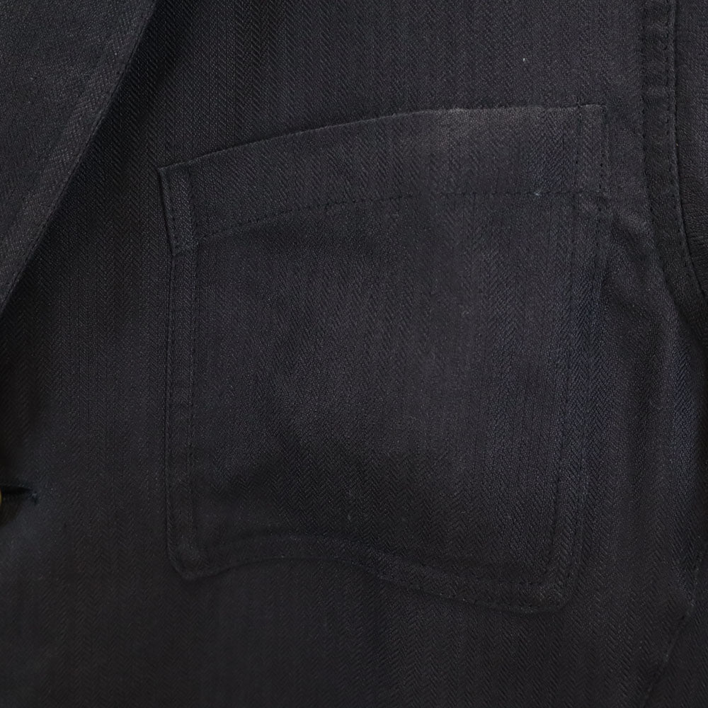 Salvatore Ferragamo サルヴァトーレフェラガモ 90s イタリア製 リネン オールド ヘリンボーン柄 テーラードジャケット 48 ネイビー ブレザー メンズ