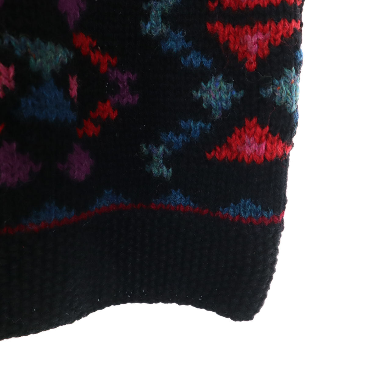 L.L.Bean エルエルビーン 80s 90s ウール100％ オールド 幾何学柄 長袖 セーター M ブラック系 ニット アウトドア レディース