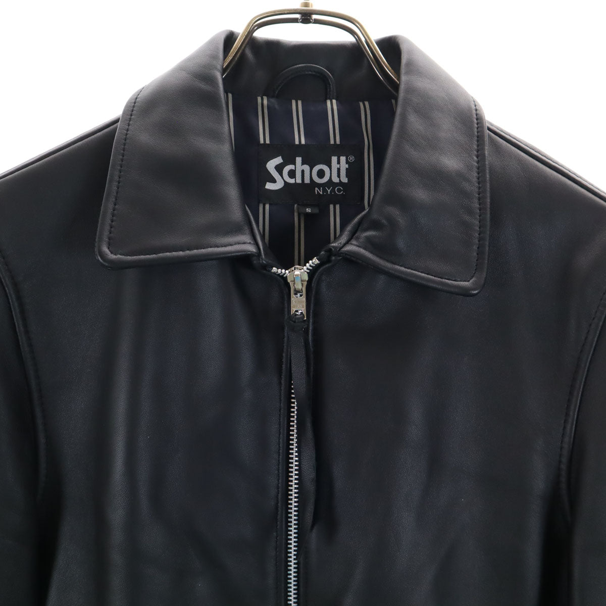schott ショット EDIFICE別注 レザージャケット S ブラック ダブルジップ メンズ