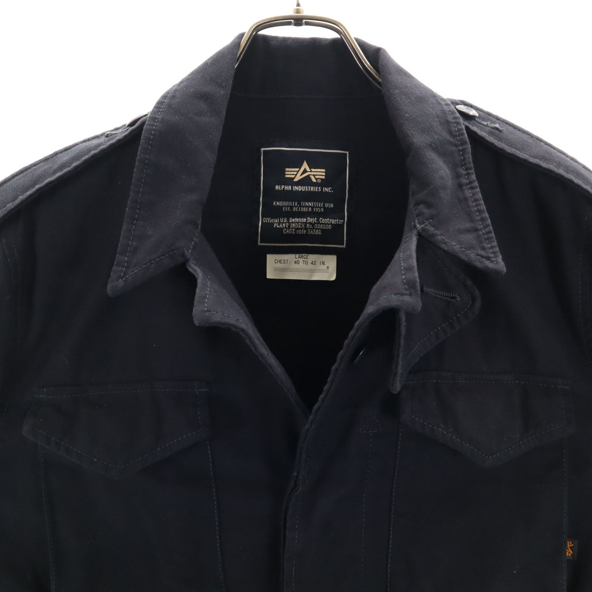 ALPHA INDUSTRIES INC アルファインダストリーズ カバーオール L ブラック コットンジャケット メンズ