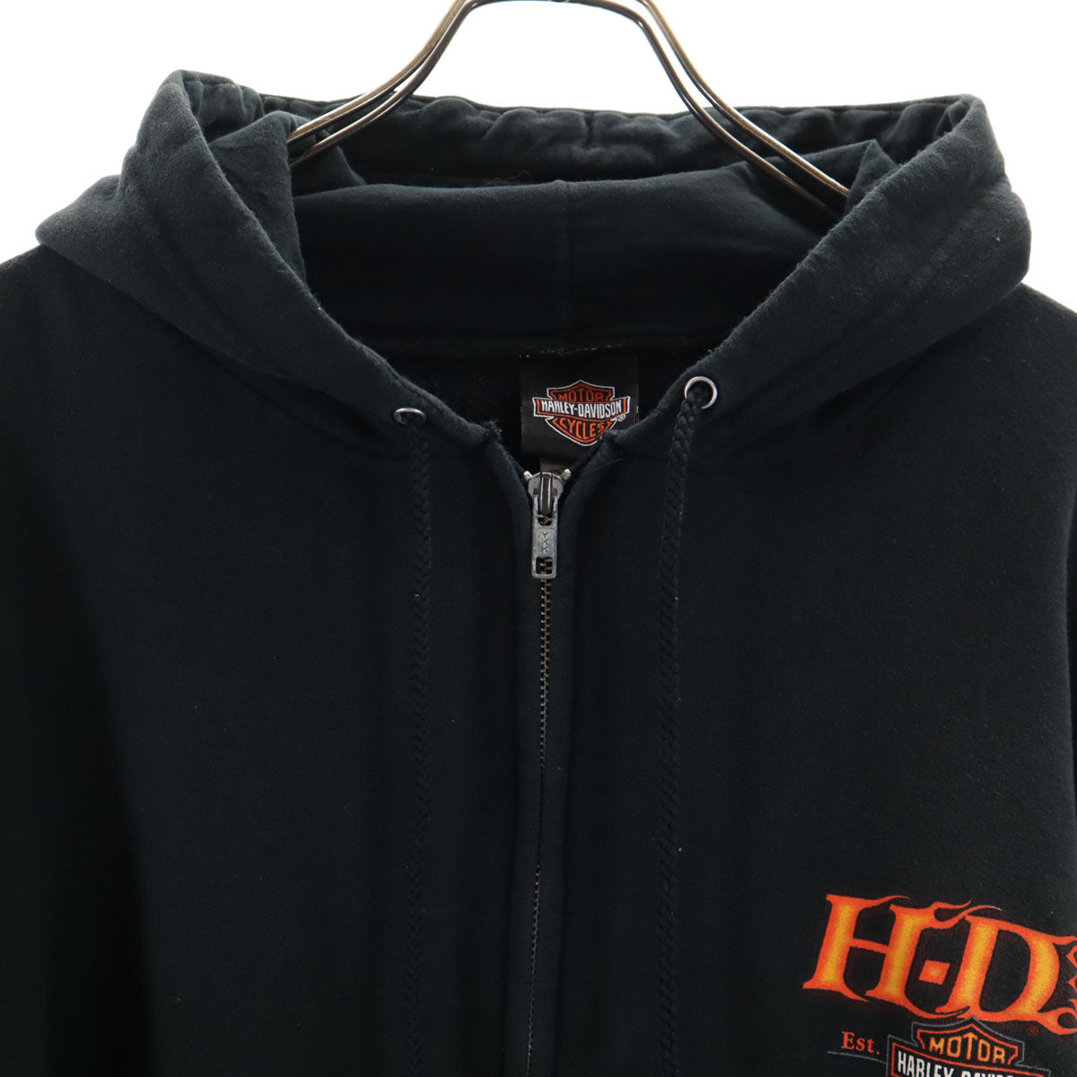 HARLEY DAVIDSON ハーレーダビッドソン バックプリント 長袖 スウェット ジップパーカー 3XL ブラック 裏起毛 ビッグサイズ メンズ