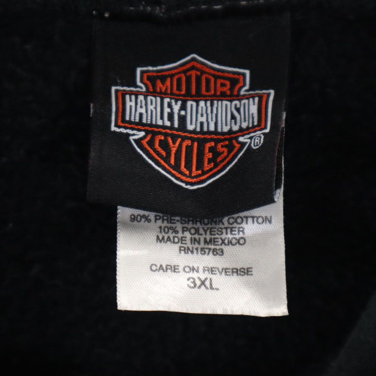 HARLEY DAVIDSON ハーレーダビッドソン バックプリント 長袖 スウェット ジップパーカー 3XL ブラック 裏起毛 ビッグサイズ メンズ