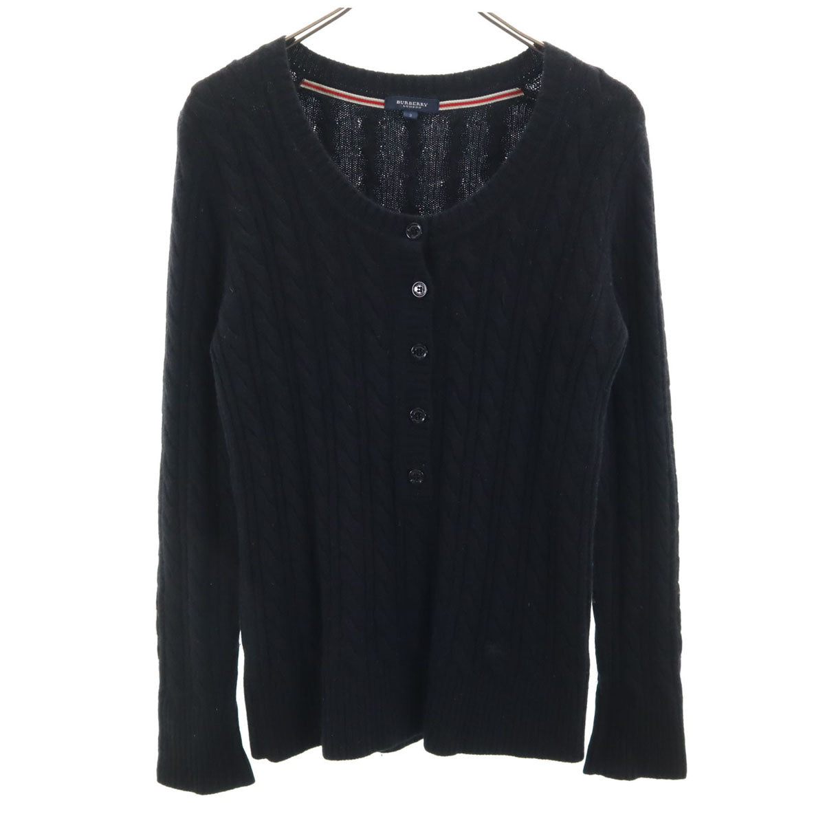 BURBERRY LONDON バーバリーロンドン ウールカシミヤブレンド 長袖 ハーフボタン セーター 2 ブラック 三陽商会 ニット レディース