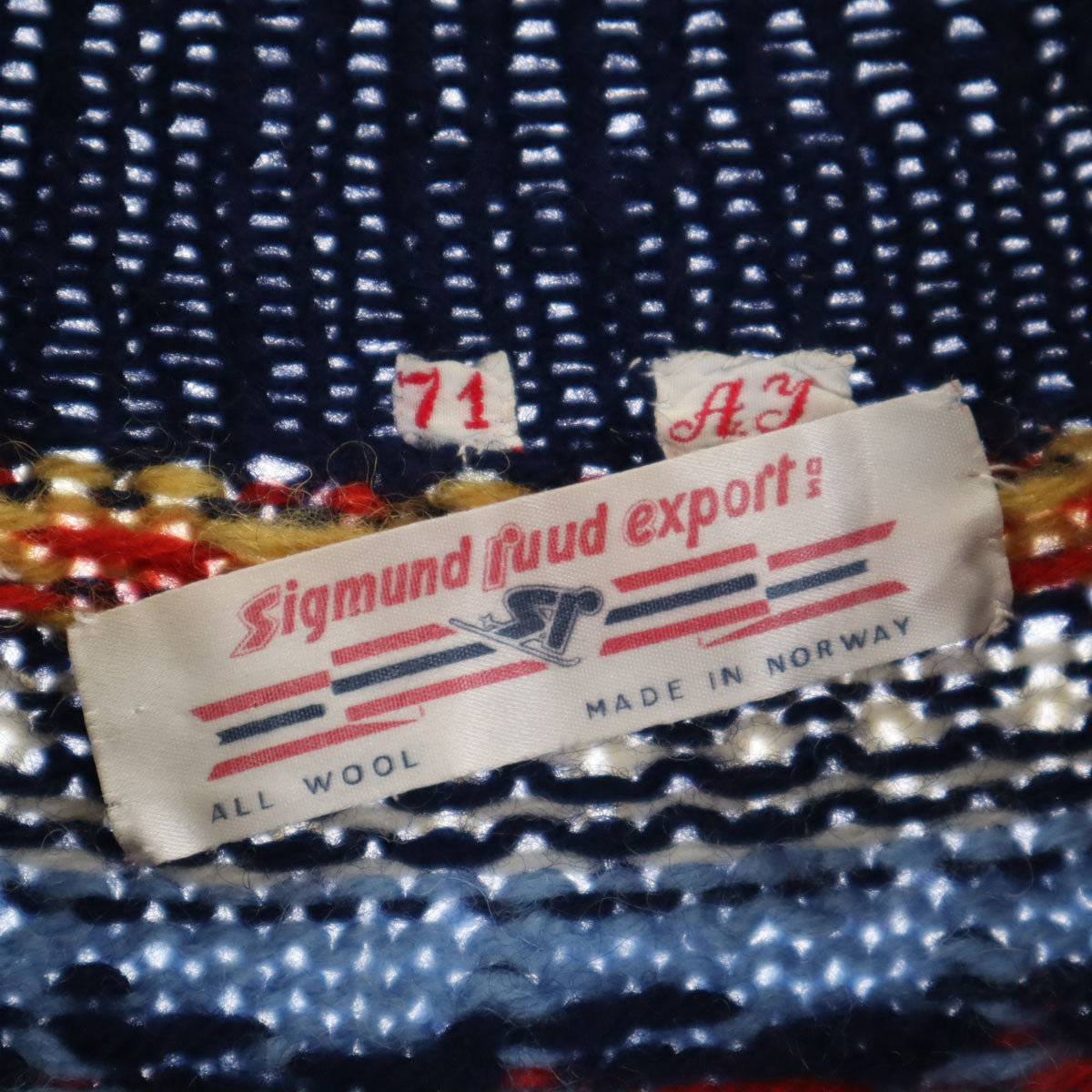 Sigmund ruud export エクスポート 80s ノルウェー製 ウール100% ヴィンテージ ノルディック柄 長袖 セーター ネイビー系 ニット メンズ