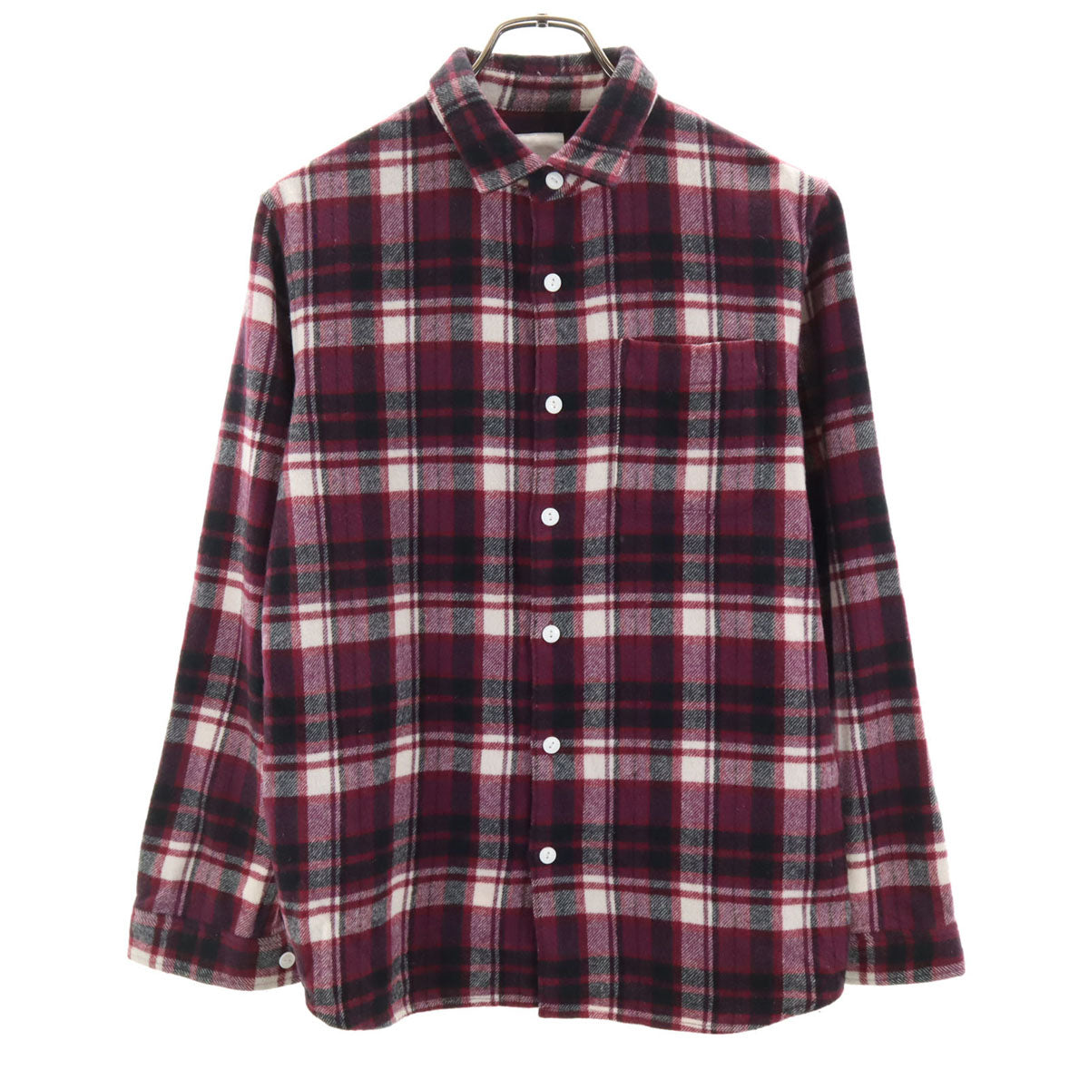 THE NORTH FACE ノースフェイス ウールブレンド チェック柄 長袖 シャツ M パープル系 アウトドア NR61408 メンズ