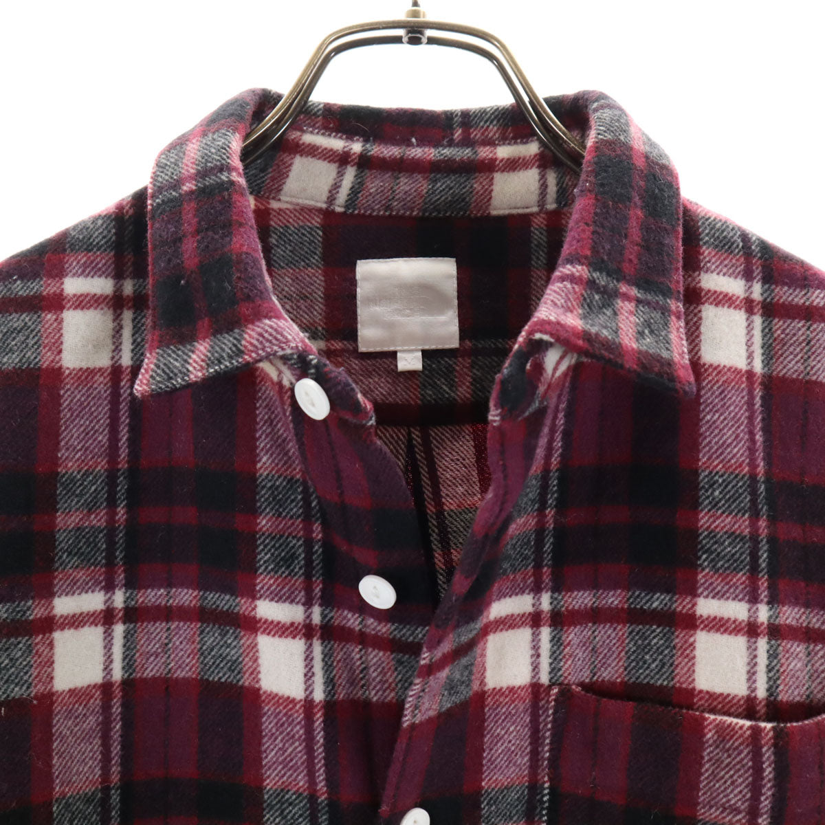 THE NORTH FACE ノースフェイス ウールブレンド チェック柄 長袖 シャツ M パープル系 アウトドア NR61408 メンズ