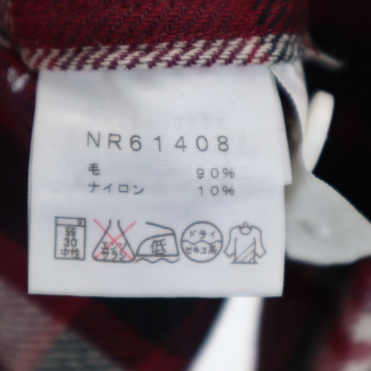 THE NORTH FACE ノースフェイス ウールブレンド チェック柄 長袖 シャツ M パープル系 アウトドア NR61408 メンズ