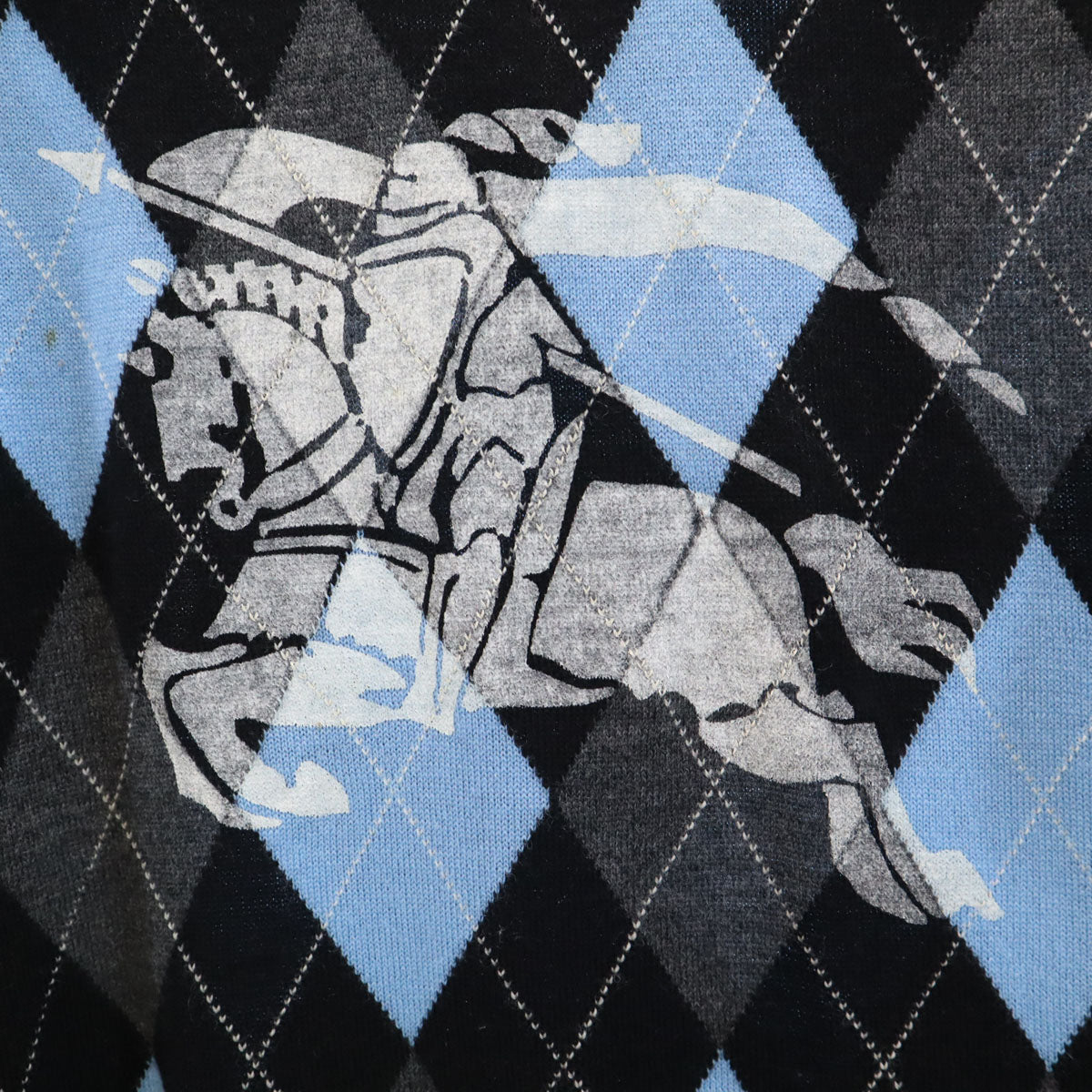 BURBERRY BLACK LABEL バーバリーブラックレーベル アーガイル柄 長袖 セーター 2 水色 三陽商会 ニット メンズ