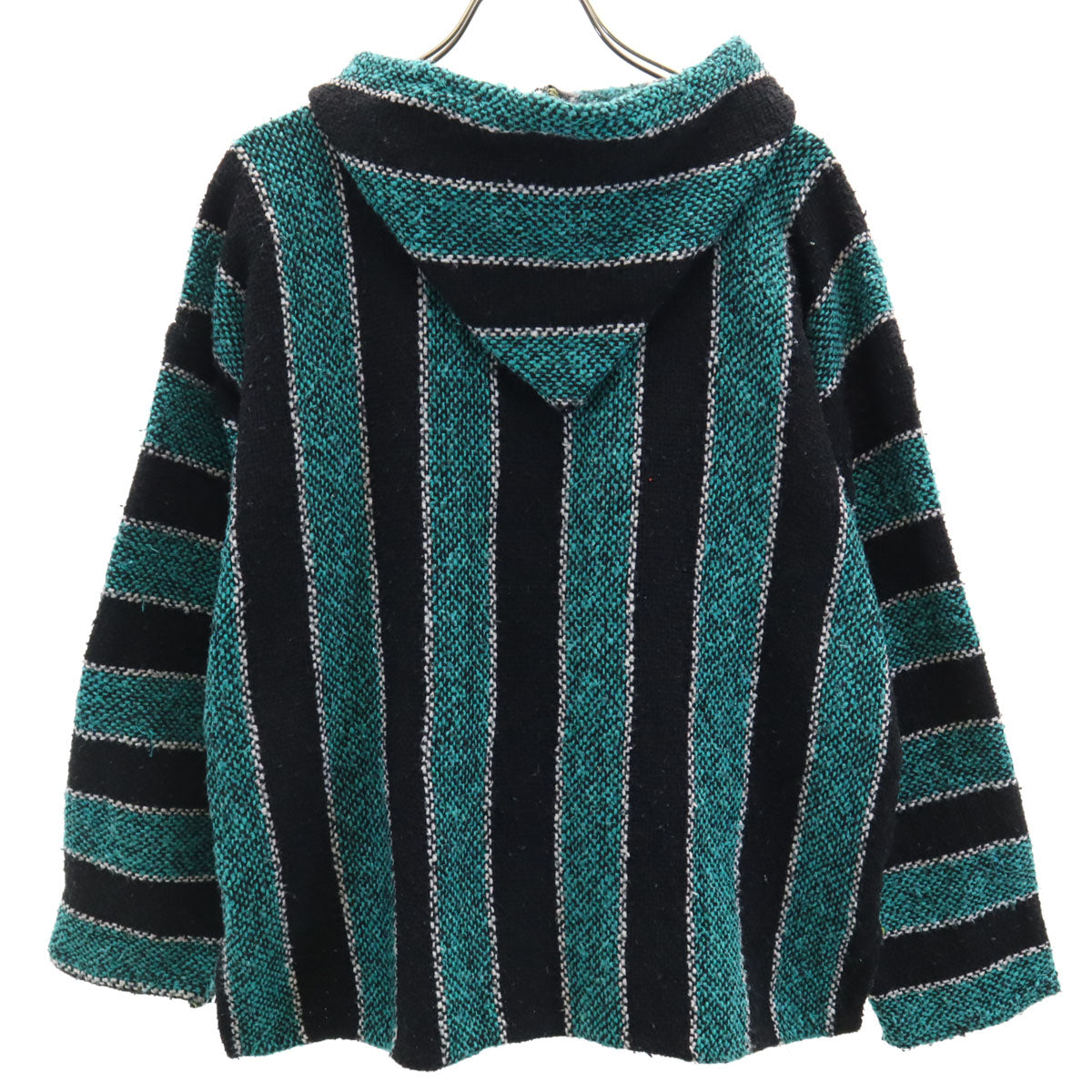 VEL-MEX 80s 90s オールド ストライプ柄 長袖 メキシカン パーカー M ターコイズ系 メンズ