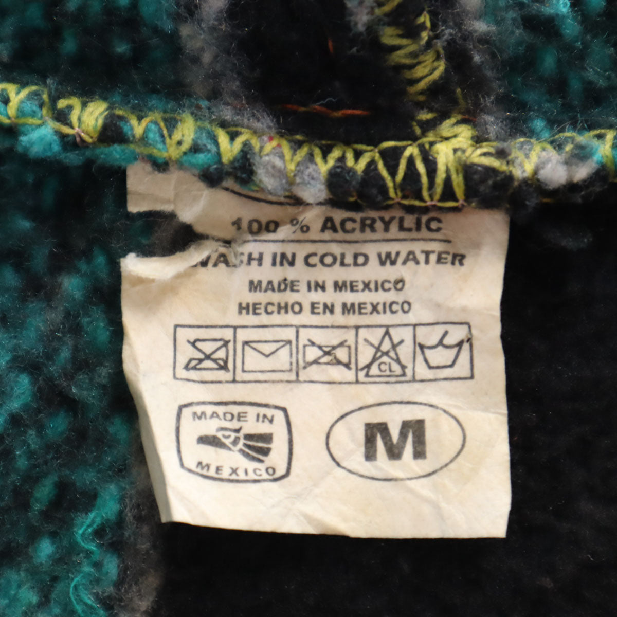 VEL-MEX 80s 90s オールド ストライプ柄 長袖 メキシカン パーカー M ターコイズ系 メンズ