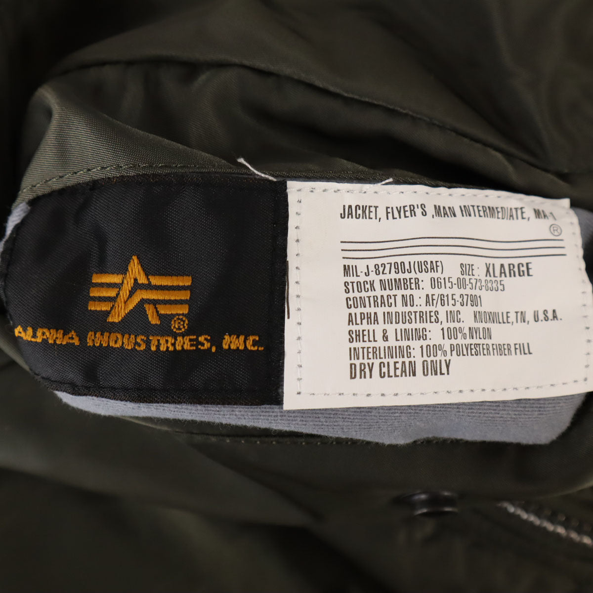 ALPHA INDUSTRIES INC アルファインダストリーズ フライトジャケット XL カーキ メンズ