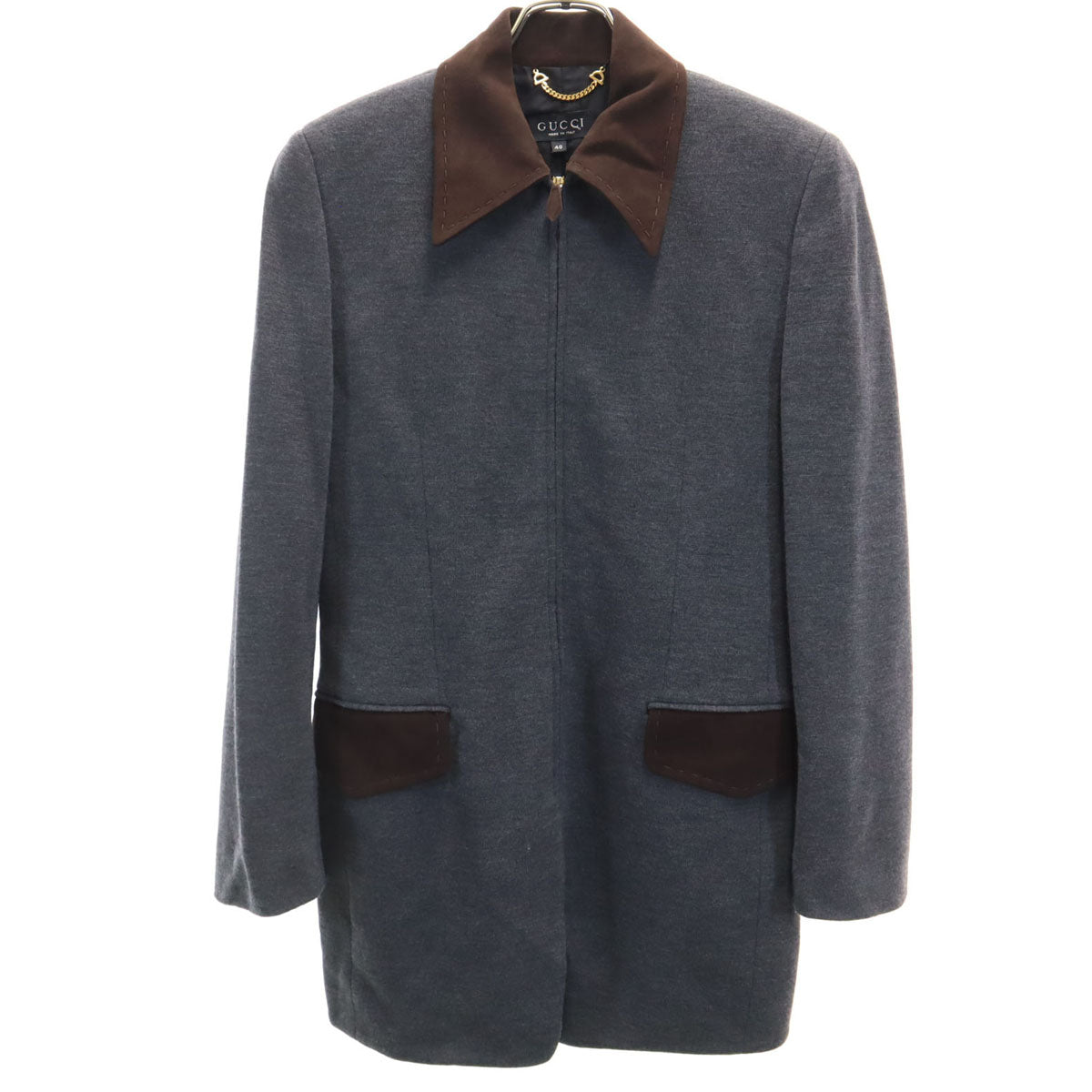 GUCCI グッチ イタリア製 ウールブレンド コート 40 グレー系 レディース