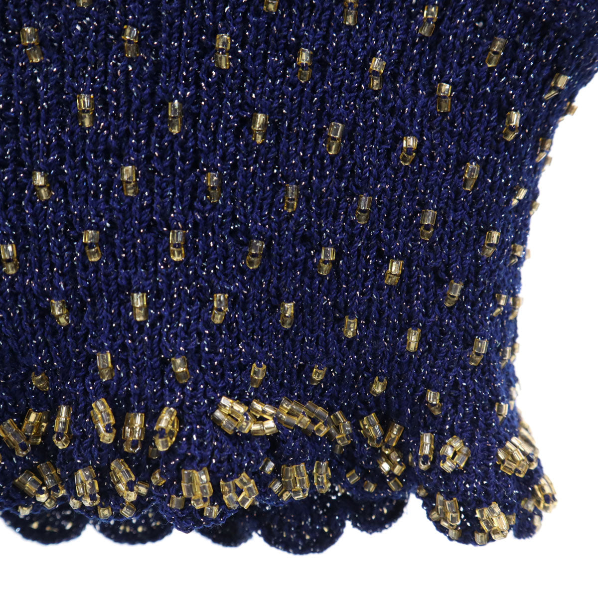 Sumi creative スミクリエイディブ 長袖 ビーズ ニット 上下 セットアップ ネイビー系 レディース