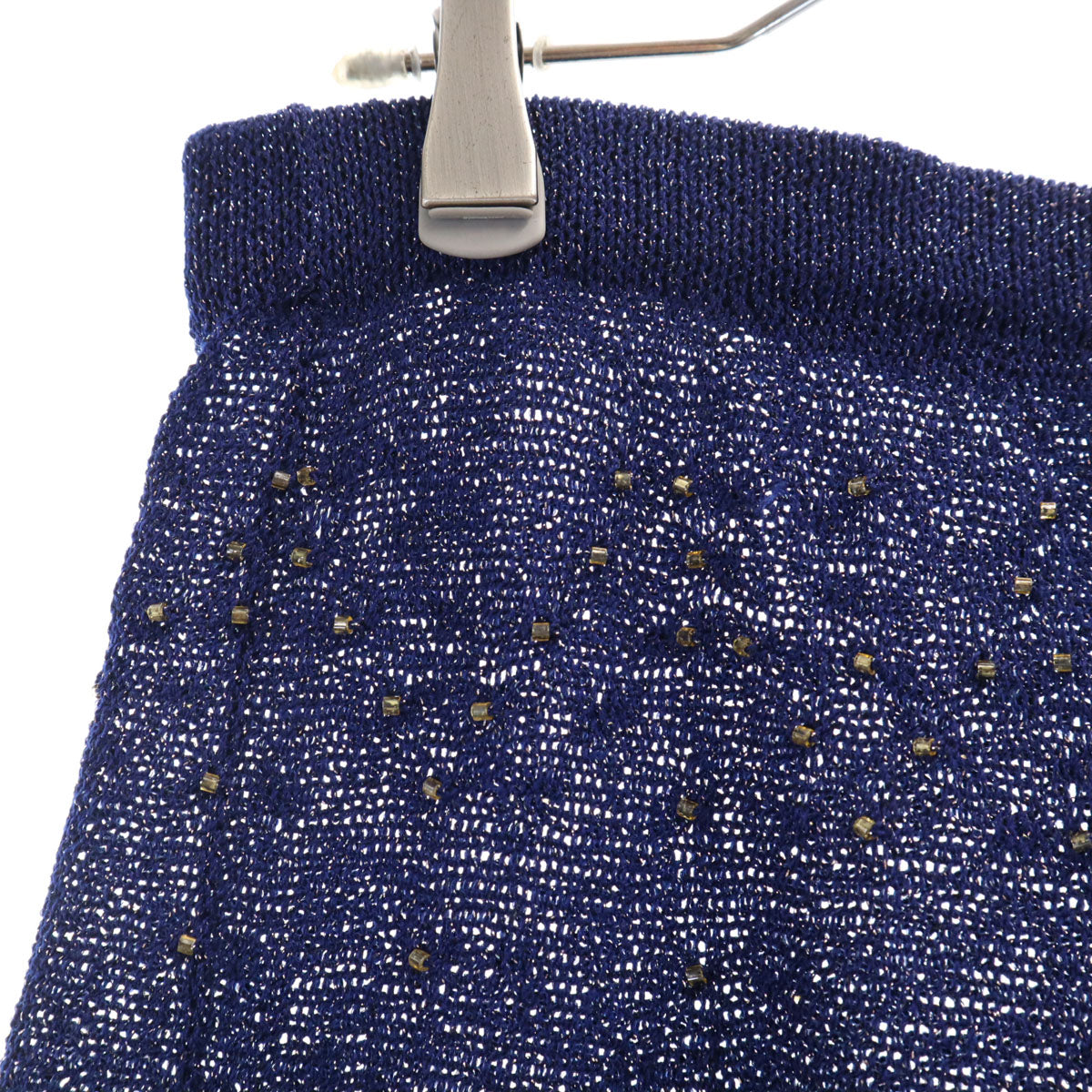 Sumi creative スミクリエイディブ 長袖 ビーズ ニット 上下 セットアップ ネイビー系 レディース