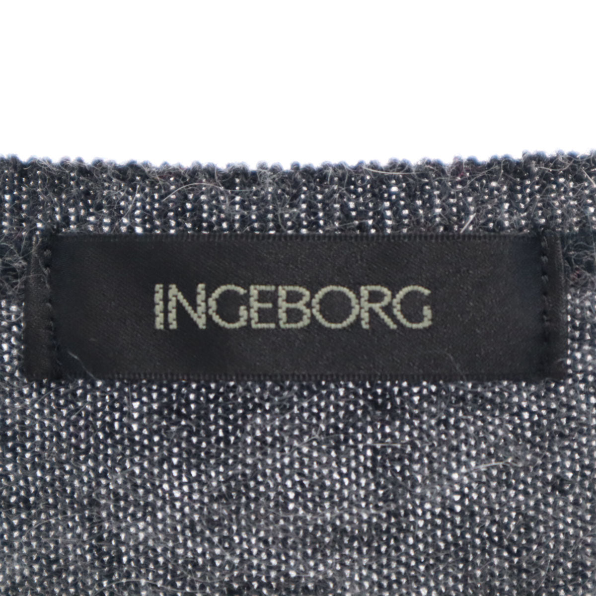 INGEBORG インゲボルグ 日本製 アンゴラブレンド 花柄 長袖 ニットカーディガン S グレー レディース