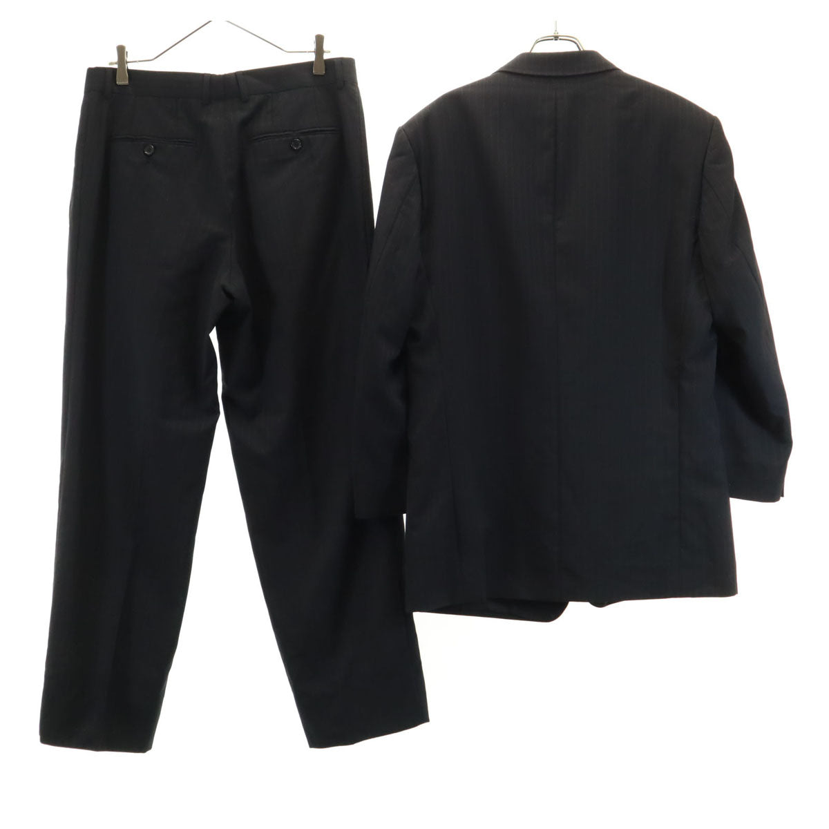 HUGO BOSS ヒューゴボス ストライプ柄 スーツ 上下 セットアップ 52 ブラック メンズ