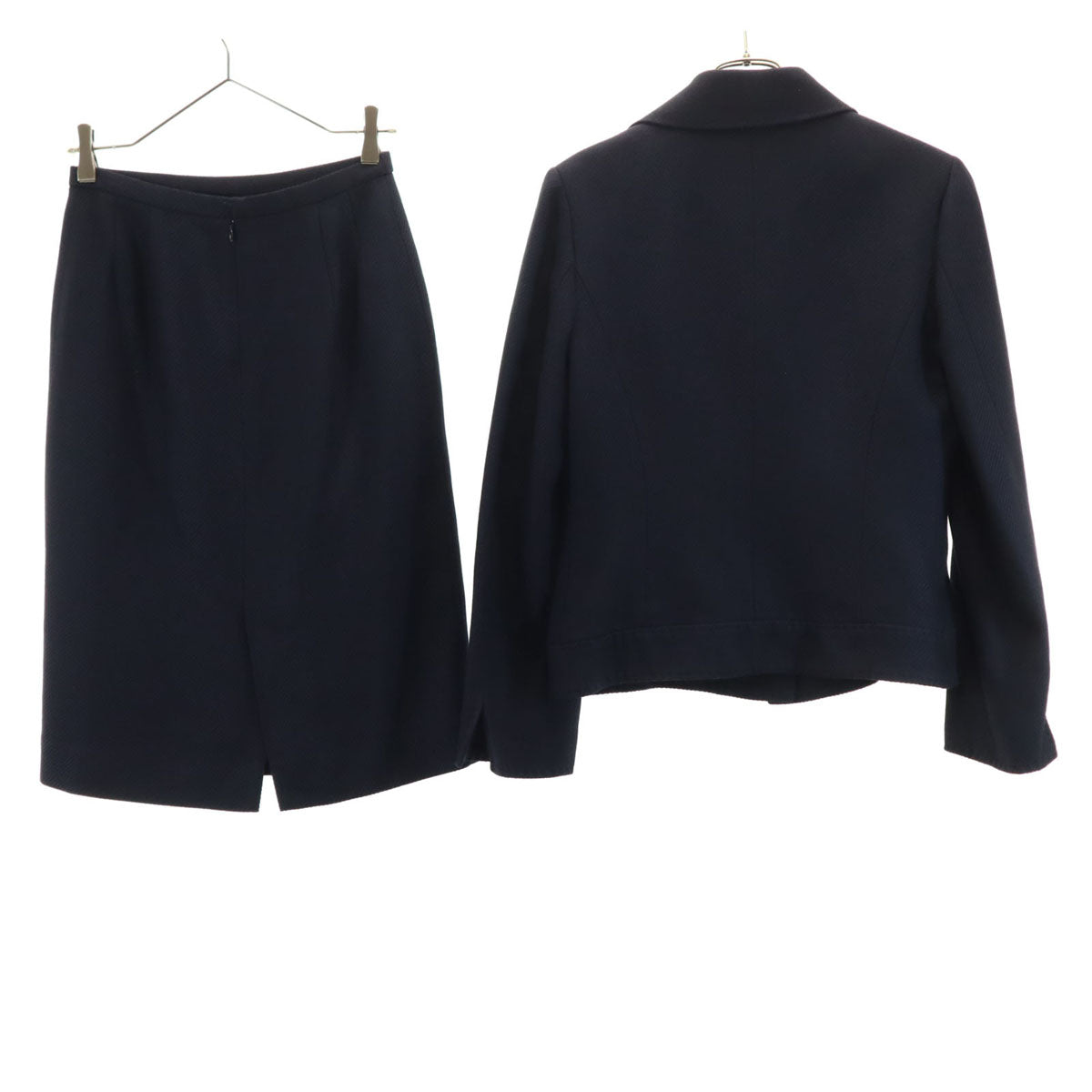 BURBERRY バーバリー シルクブレンド スカートスーツ 上下 セットアップ 42/38 ネイビー 三陽商会 レディース