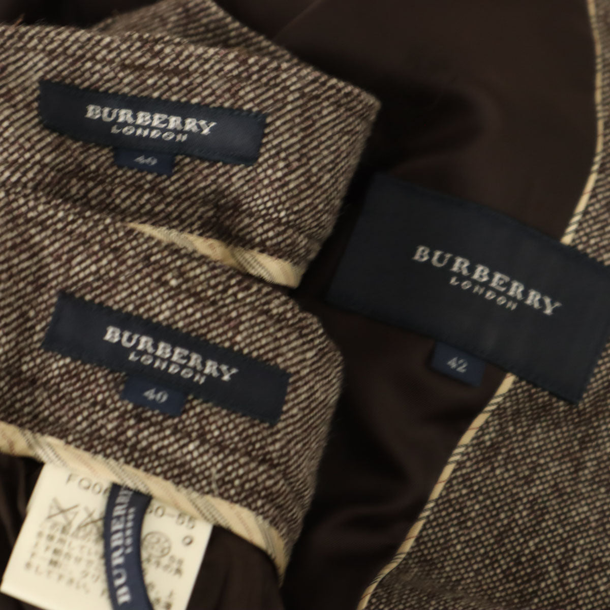 BURBERRY バーバリー パンツスーツ 上下 セットアップ 42/40 ブラウン系 三陽商会 スペアパンツ付き レディース