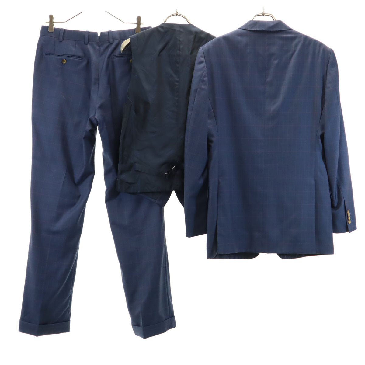 SCABAL スキャバル 日本製 ウール スーツ 上下 セットアップ ネイビー 3ピース メンズ