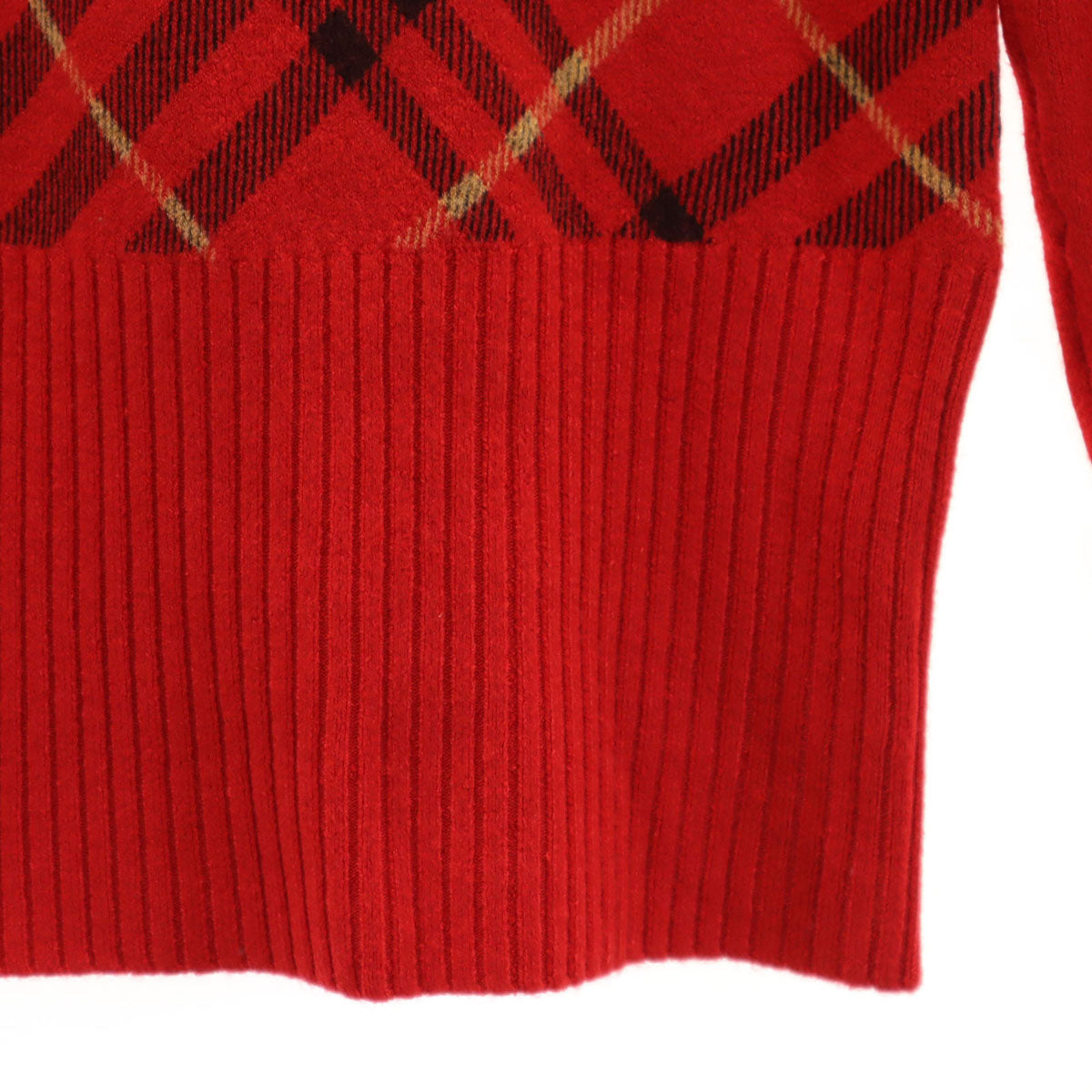 BURBERRY LONDON バーバリーロンドン チェック柄 長袖 タートルネック セーター レッド ニット レディース