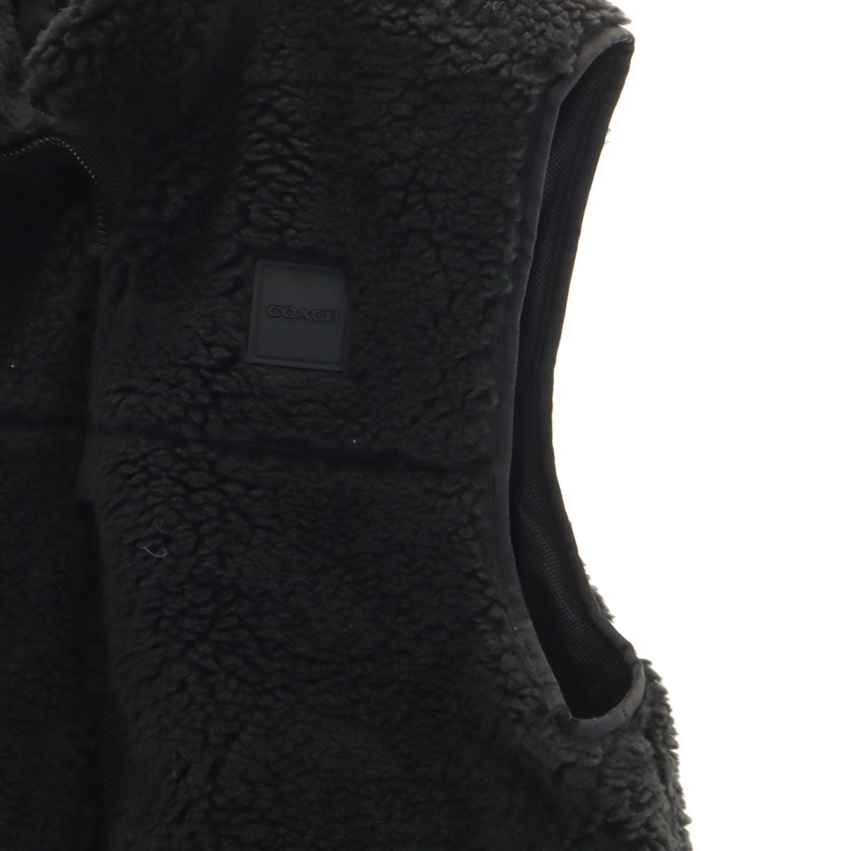 COACH コーチ ノベルティ シェルパ ベスト L ブラック CW690 ボア メンズ