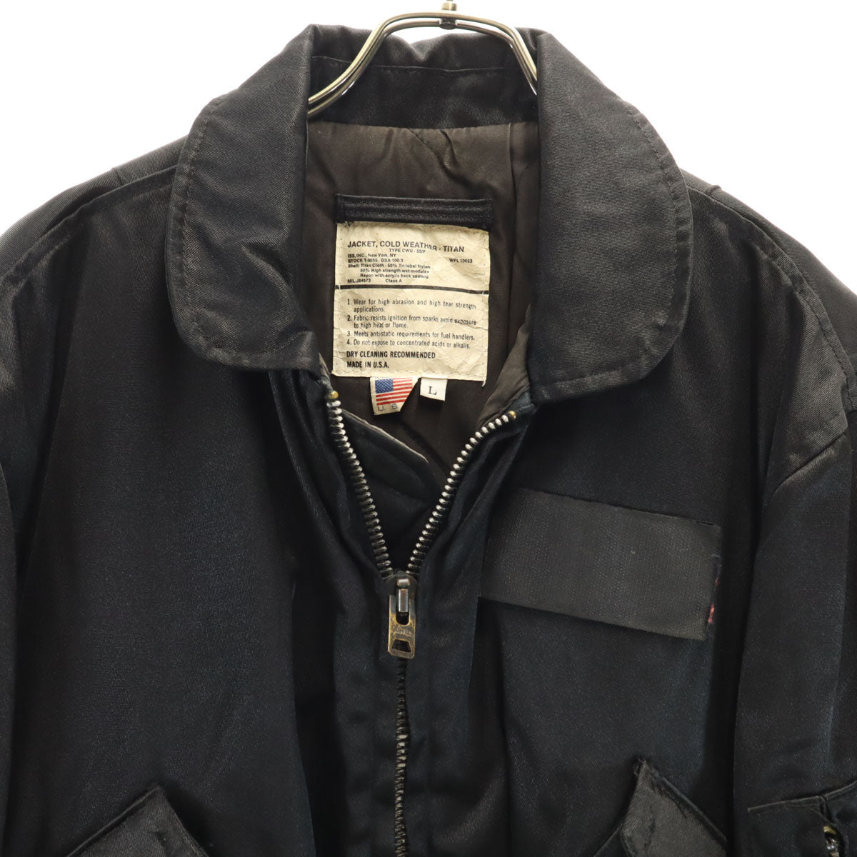 ISS INC 70s USA製 DSA タイタンクロス CWU-55P フライトジャケット L ブラック メンズ