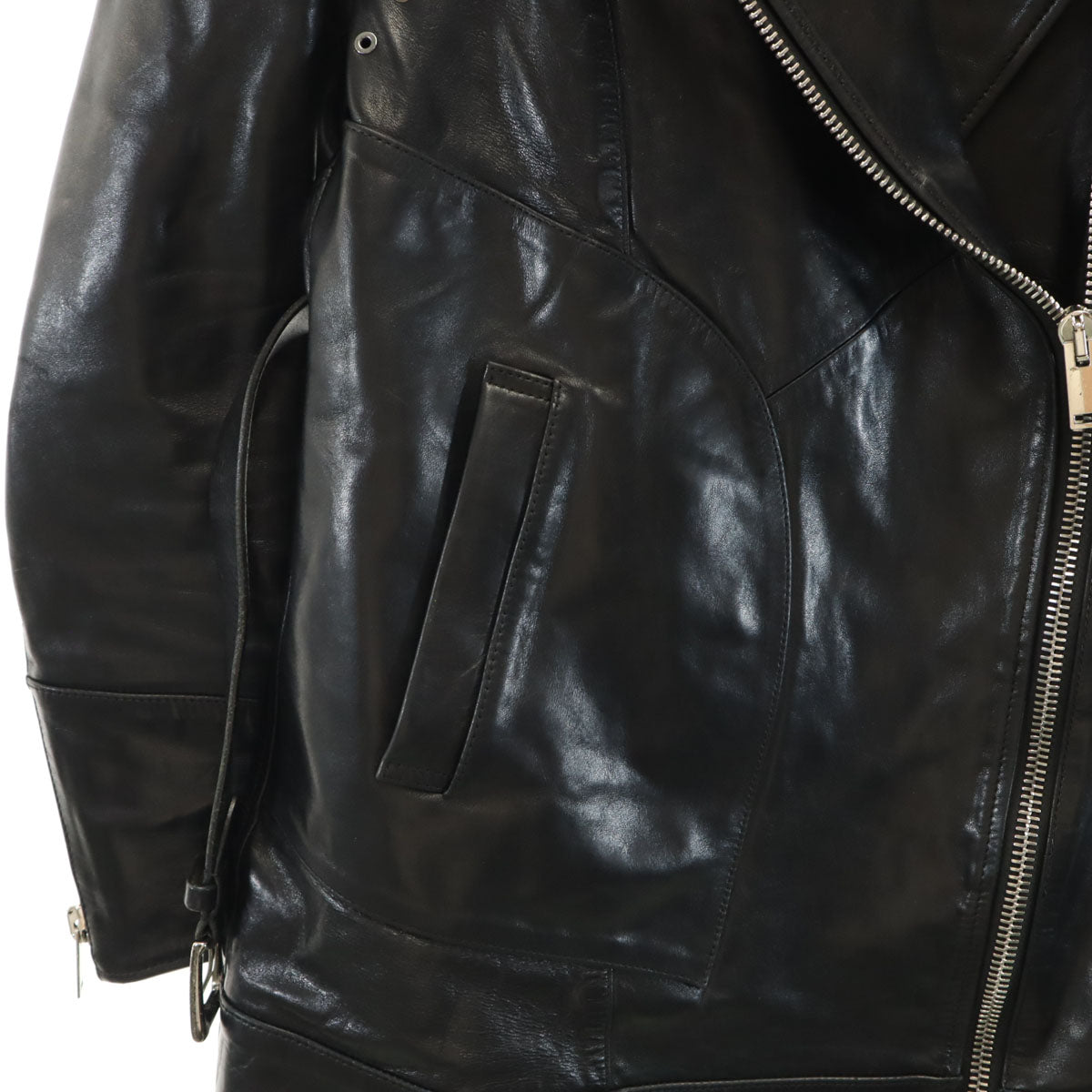 AKIRANAKA アキラナカ 馬革 レザー ダブルライダースジャケット 1 ブラック レディース