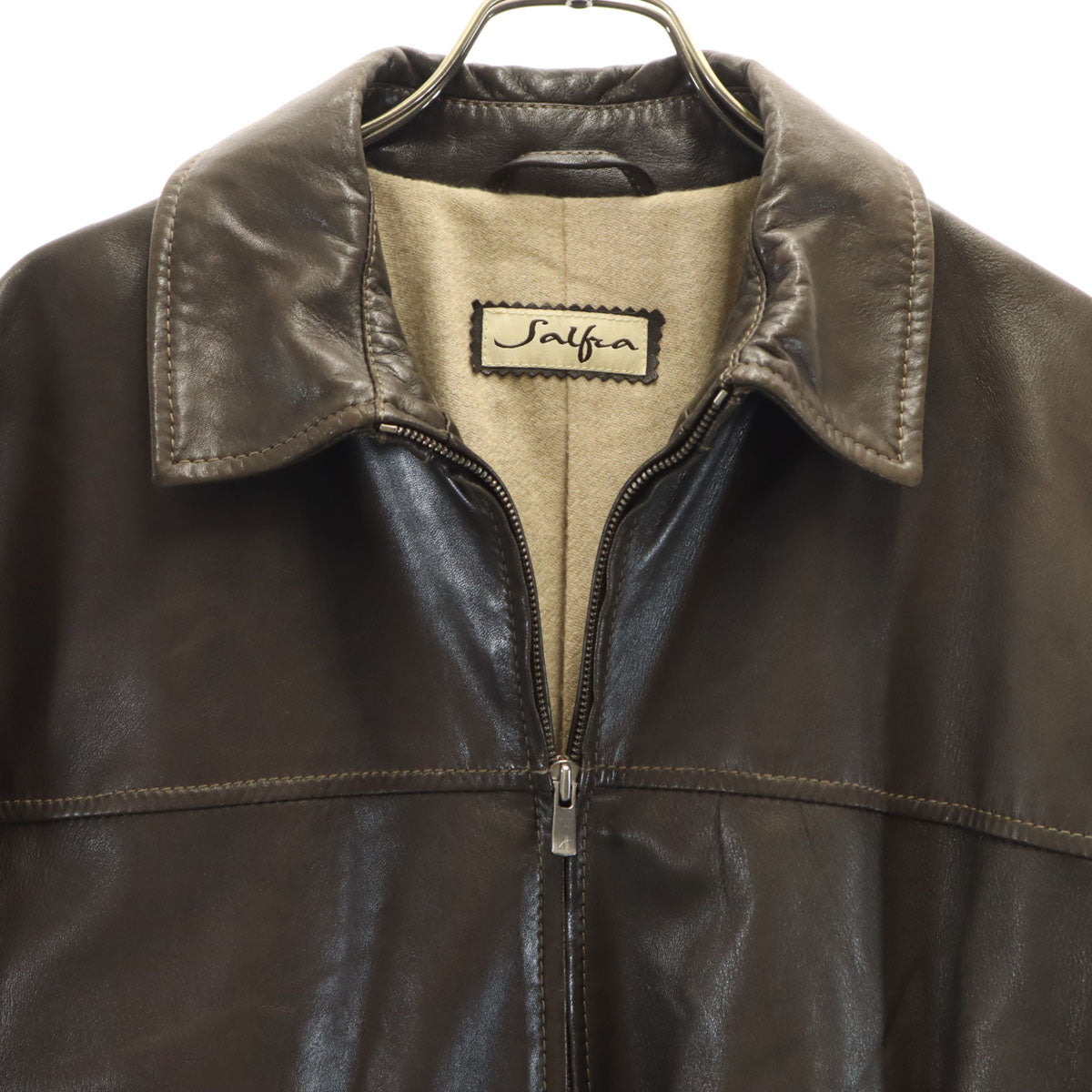 Salfra サルフラ レザージャケット 50 ブラウン 裏カシミヤ メンズ