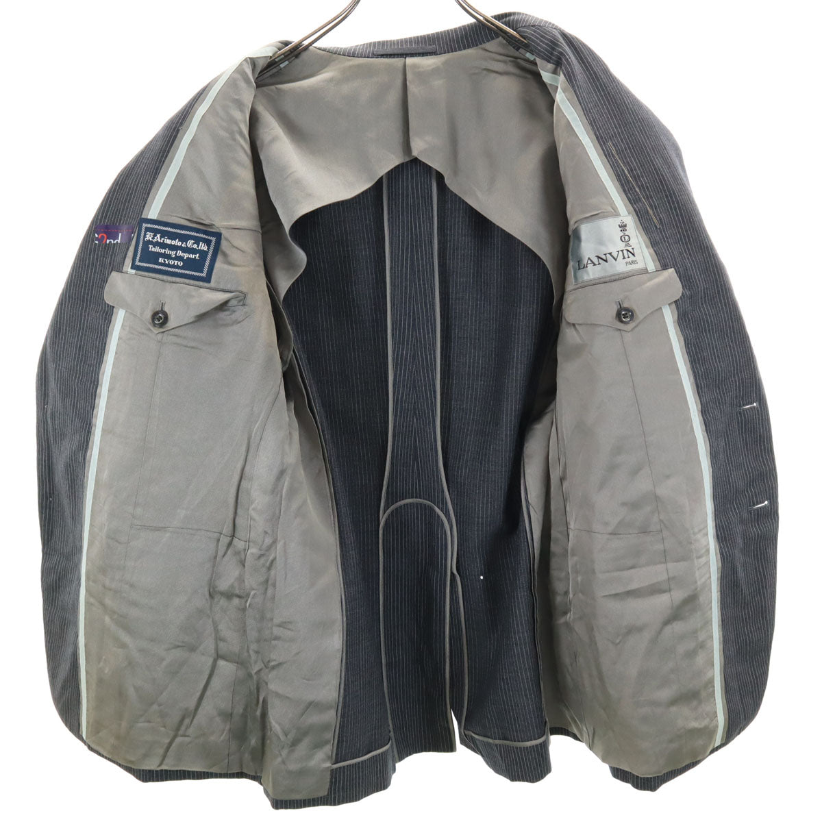 LANVIN ランバン ストライプ柄 テーラードジャケット グレー メンズ